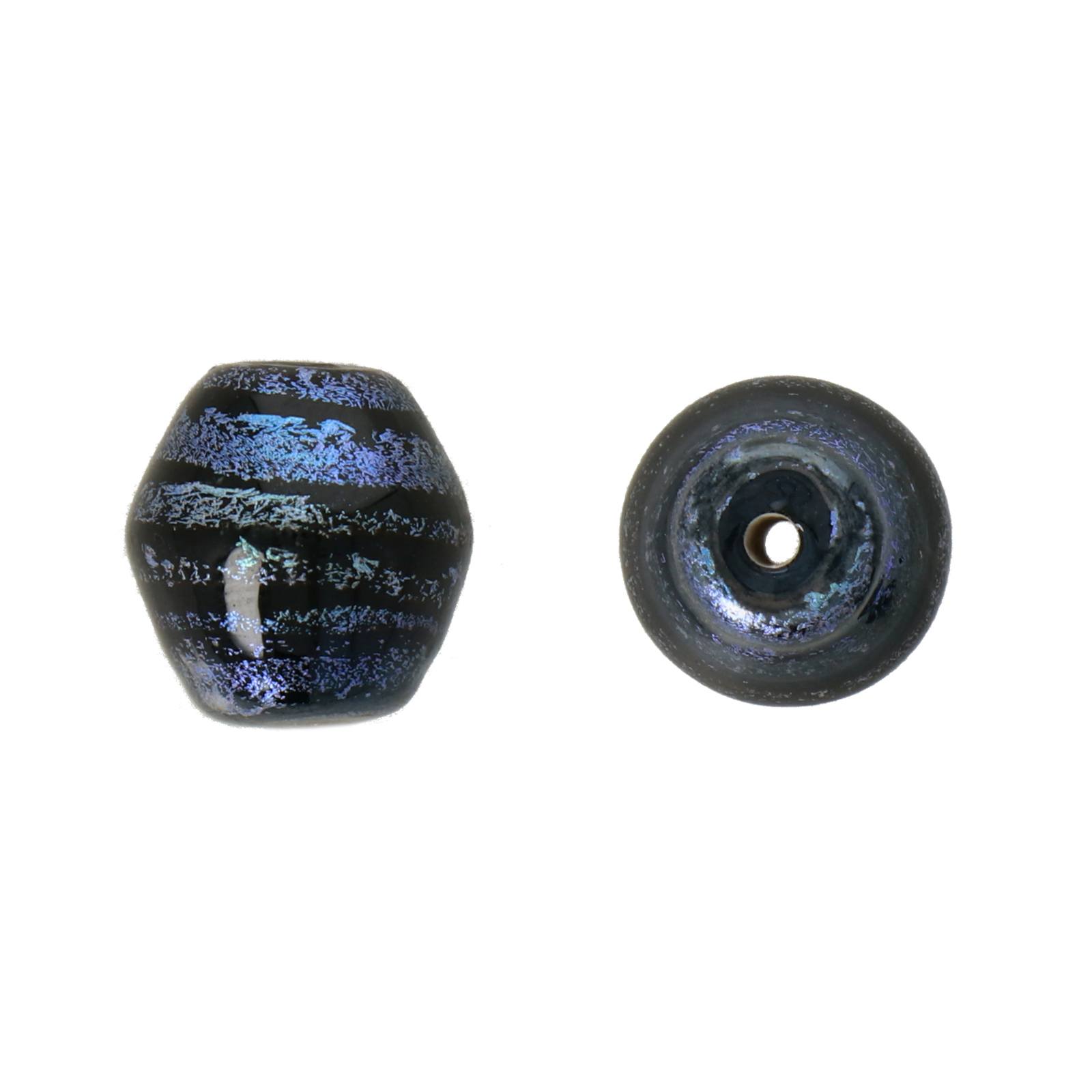 dichroic glass bead blue iris bicone 12,5mm | 4pc