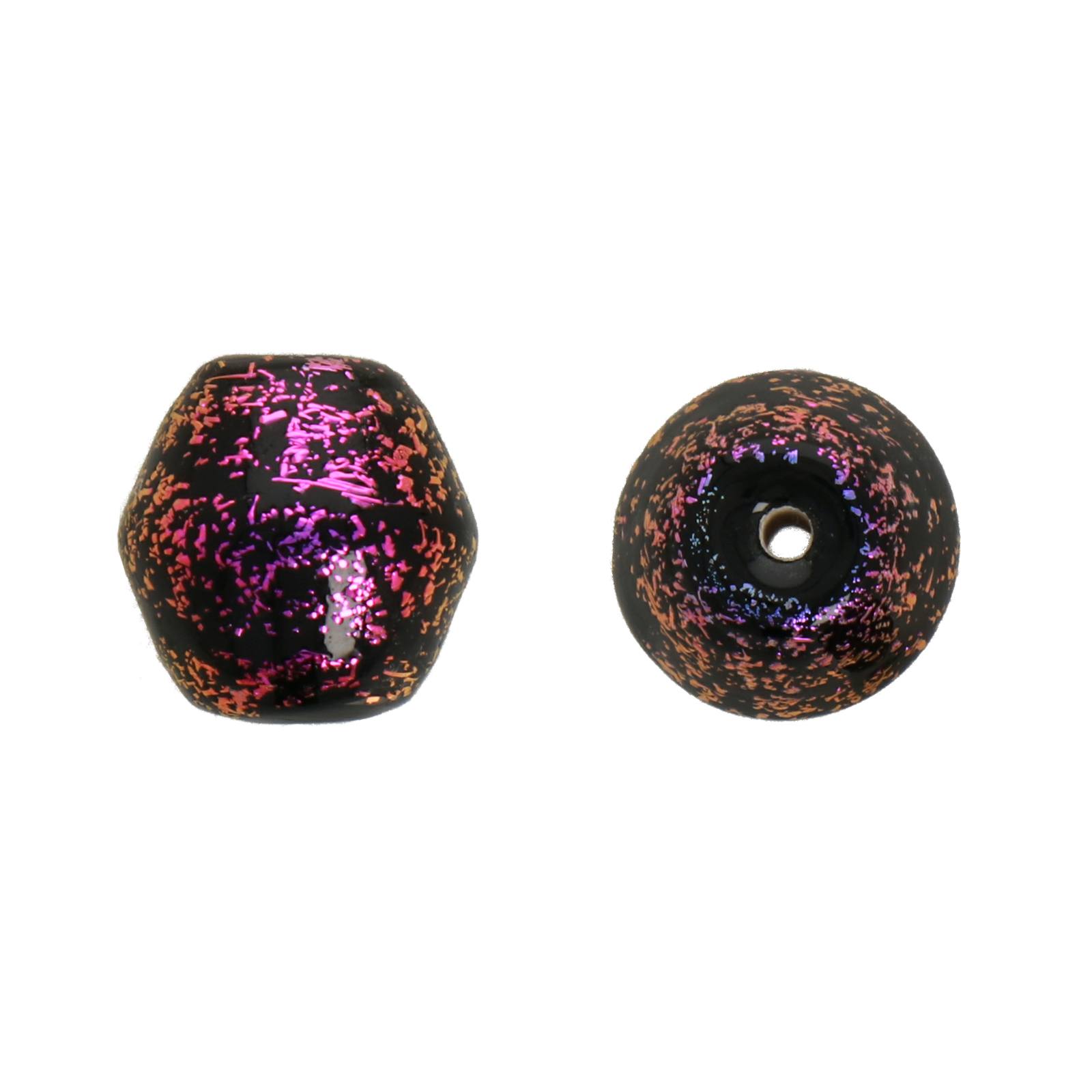 dichroic glass bead purple iris bicone 12,5mm | 4pc