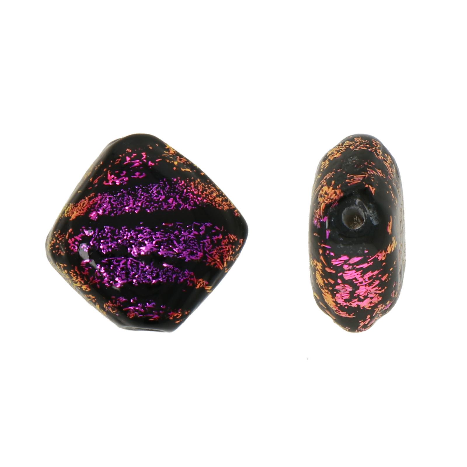 dichroic glass bead purple iris diamond 17mm | 4pc