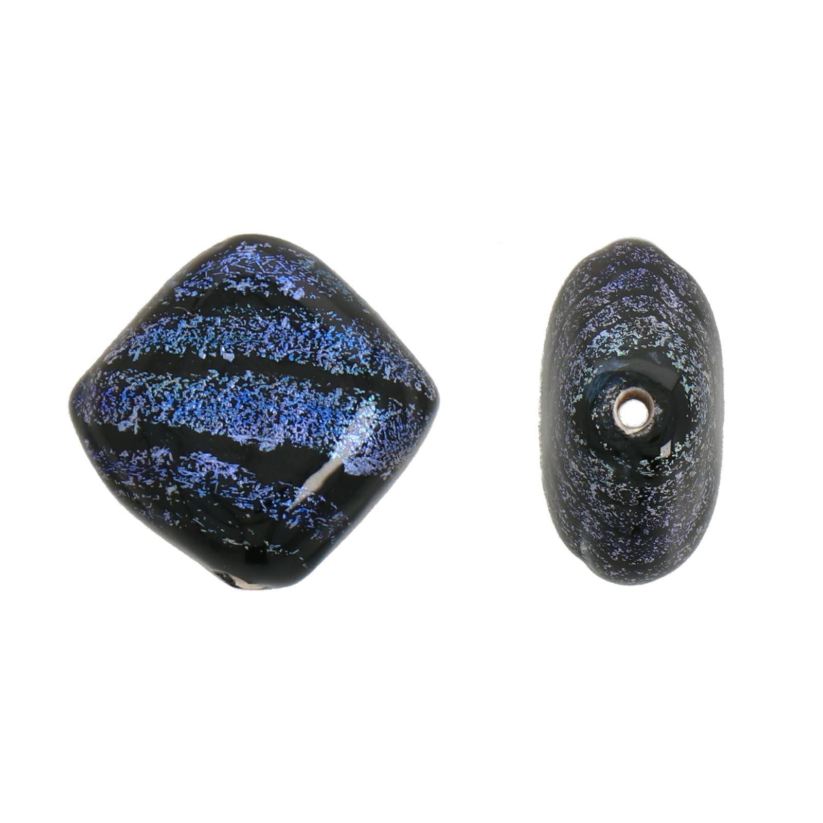 dichroic glass bead blue iris diamond 17mm | 4pc