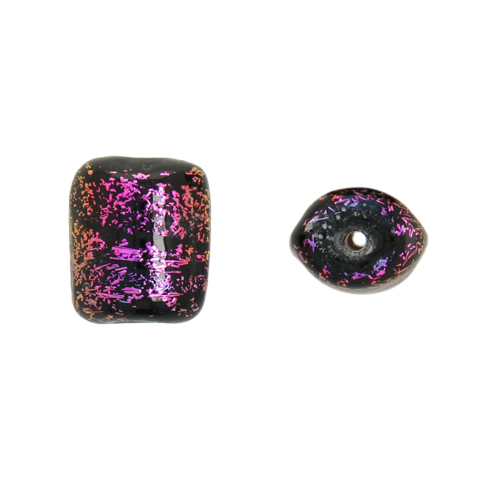 dichroic glass bead purple iris rectangle 13x11mm | 4pc