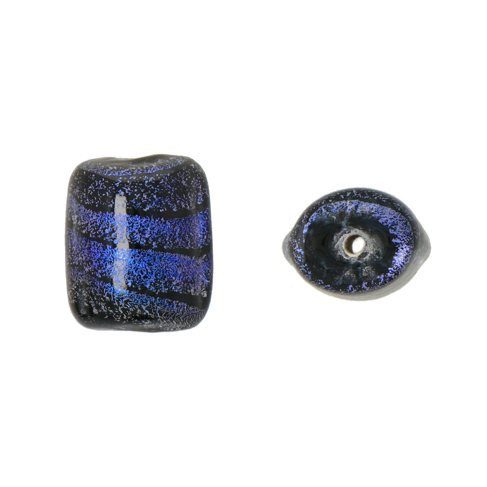 dichroic glass bead blue iris rectangle 13x11mm | 4pc
