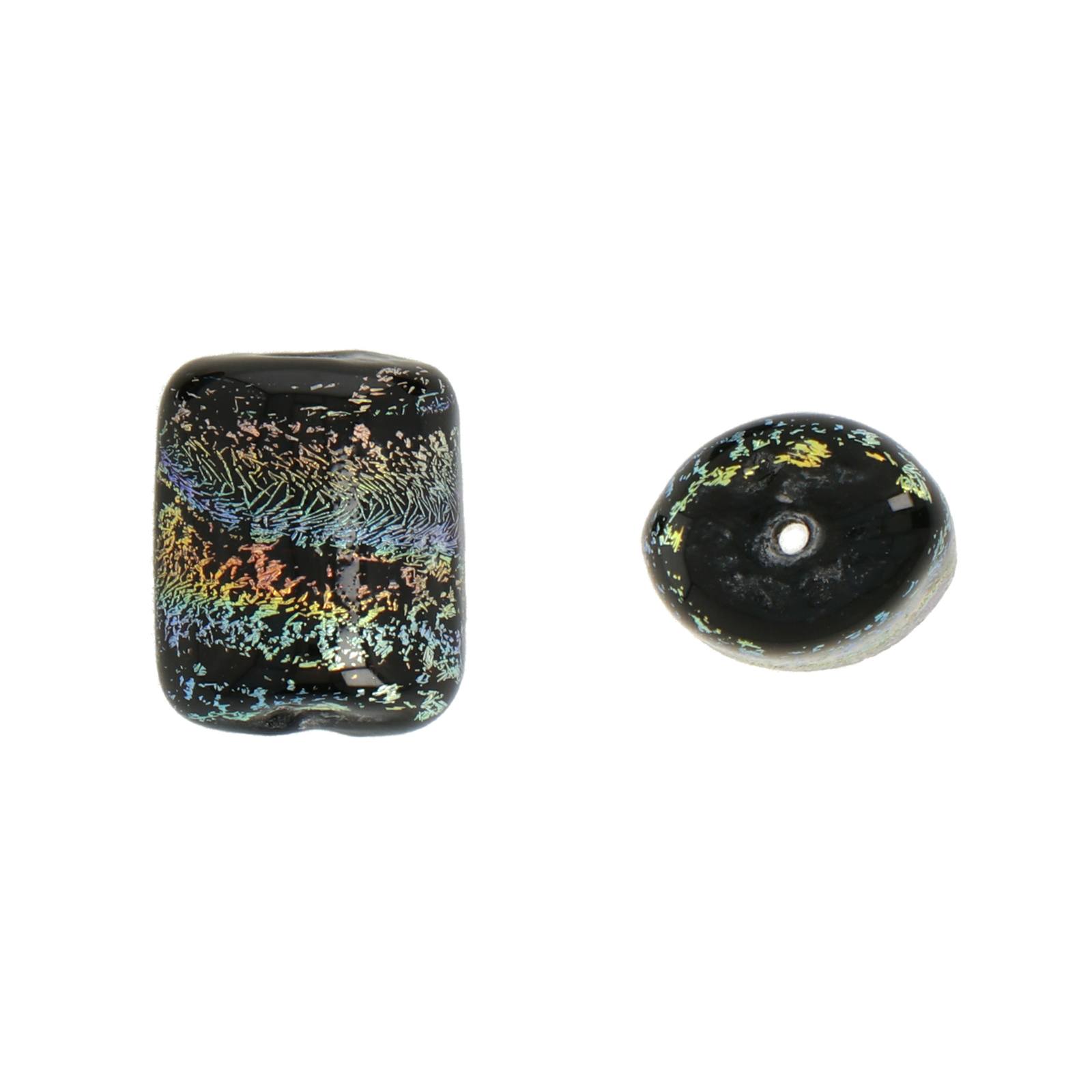 dichroic glass bead rainbow iris rectangle 13x11mm | 4pc