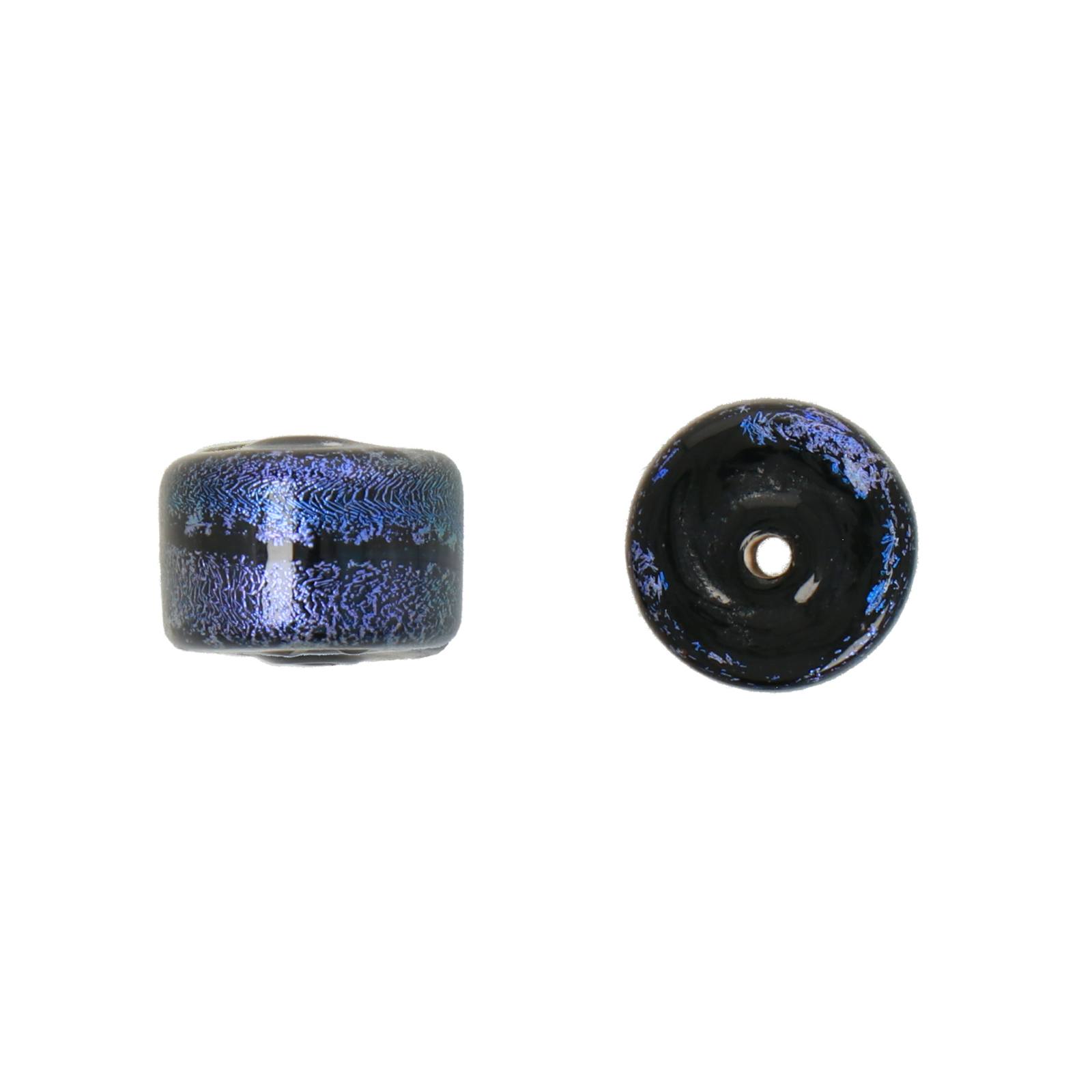 dichroic glass bead blue iris roundelle 12x8mm | 4pc