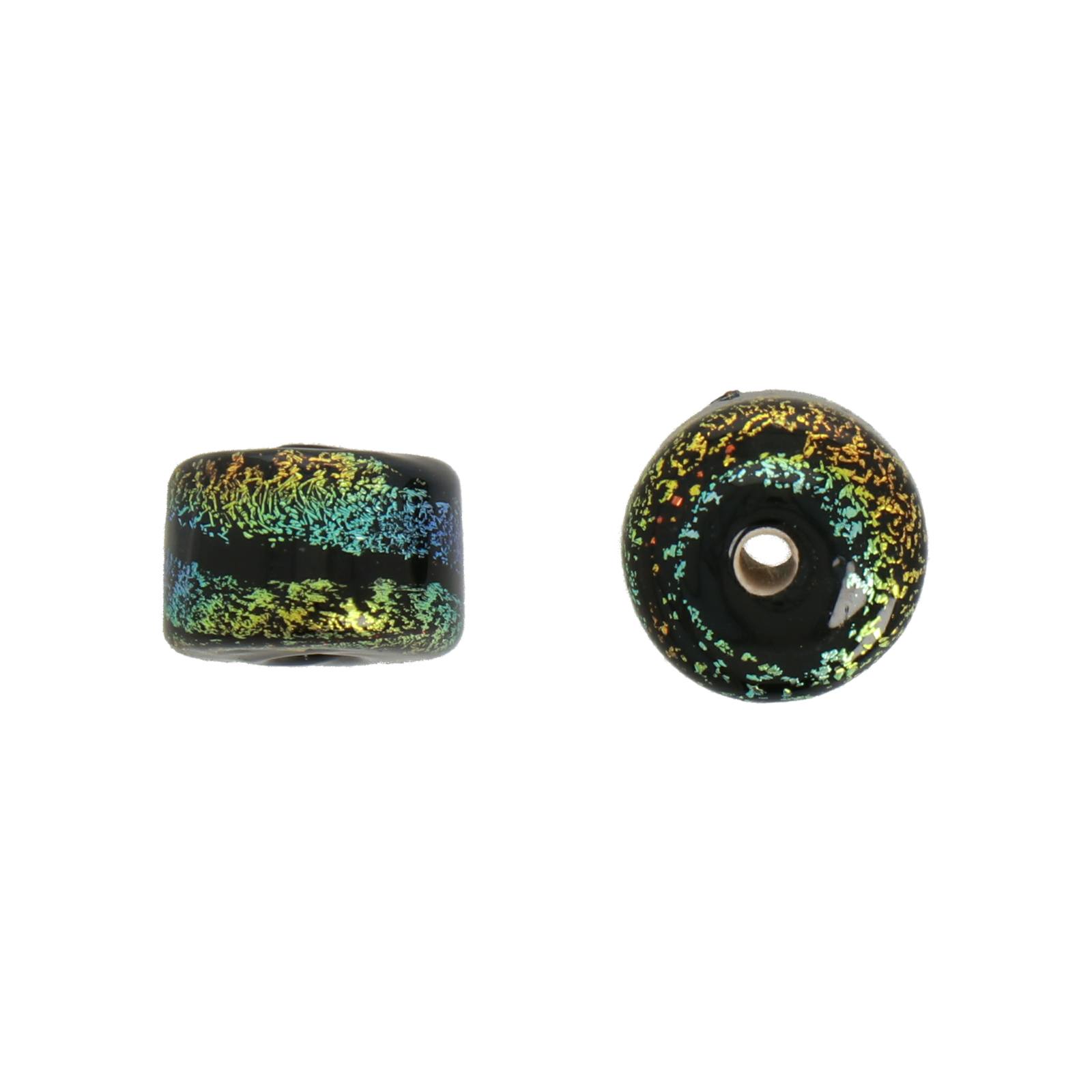 dichroic glass bead rainbow iris roundelle 12x8mm | 4pc