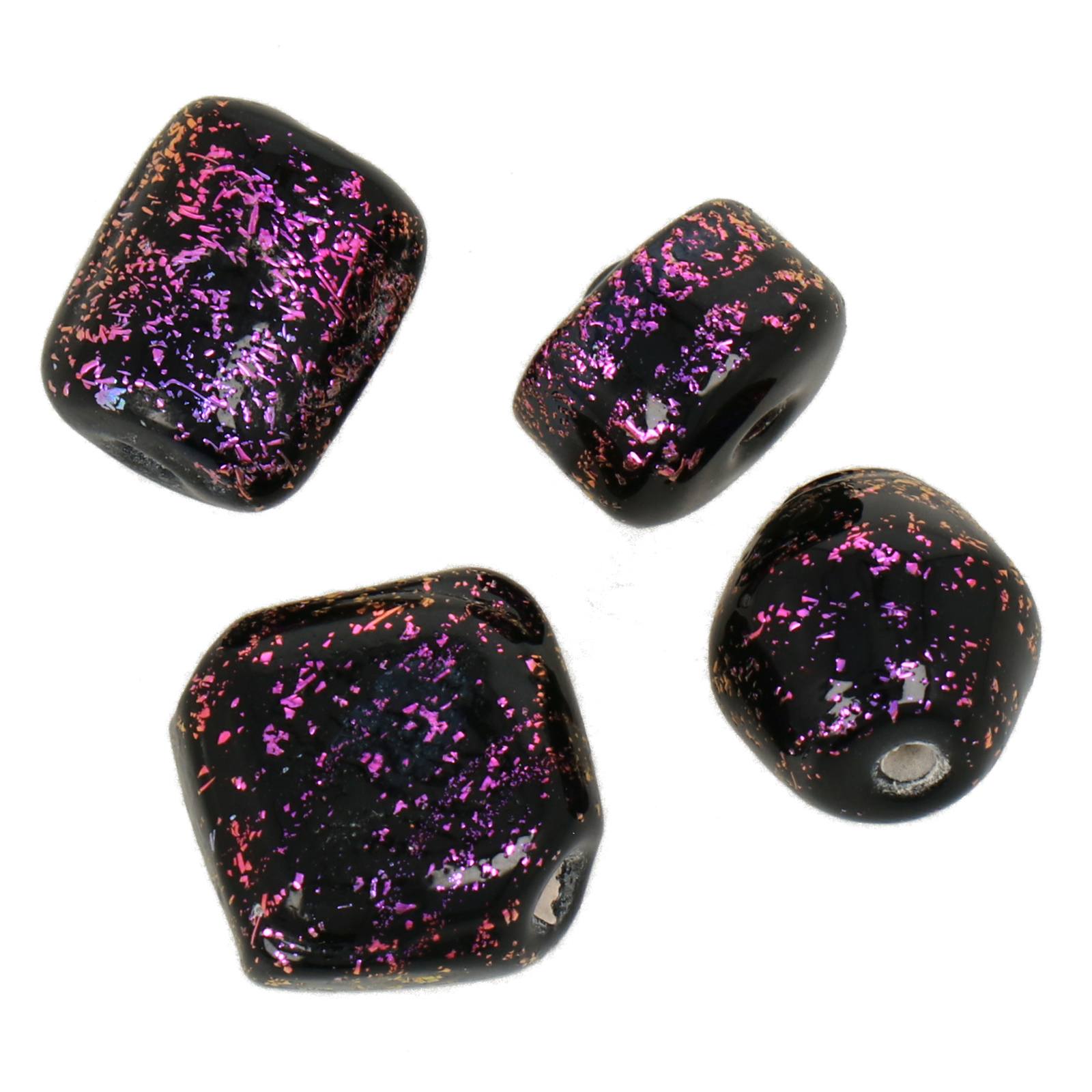 dichroic glass bead purple iris mix shapes | 4pc