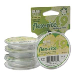 edelstahldraht flexrite pearl silver - 49 stränge - 0,45mm - bob. 9,15mt | 1st