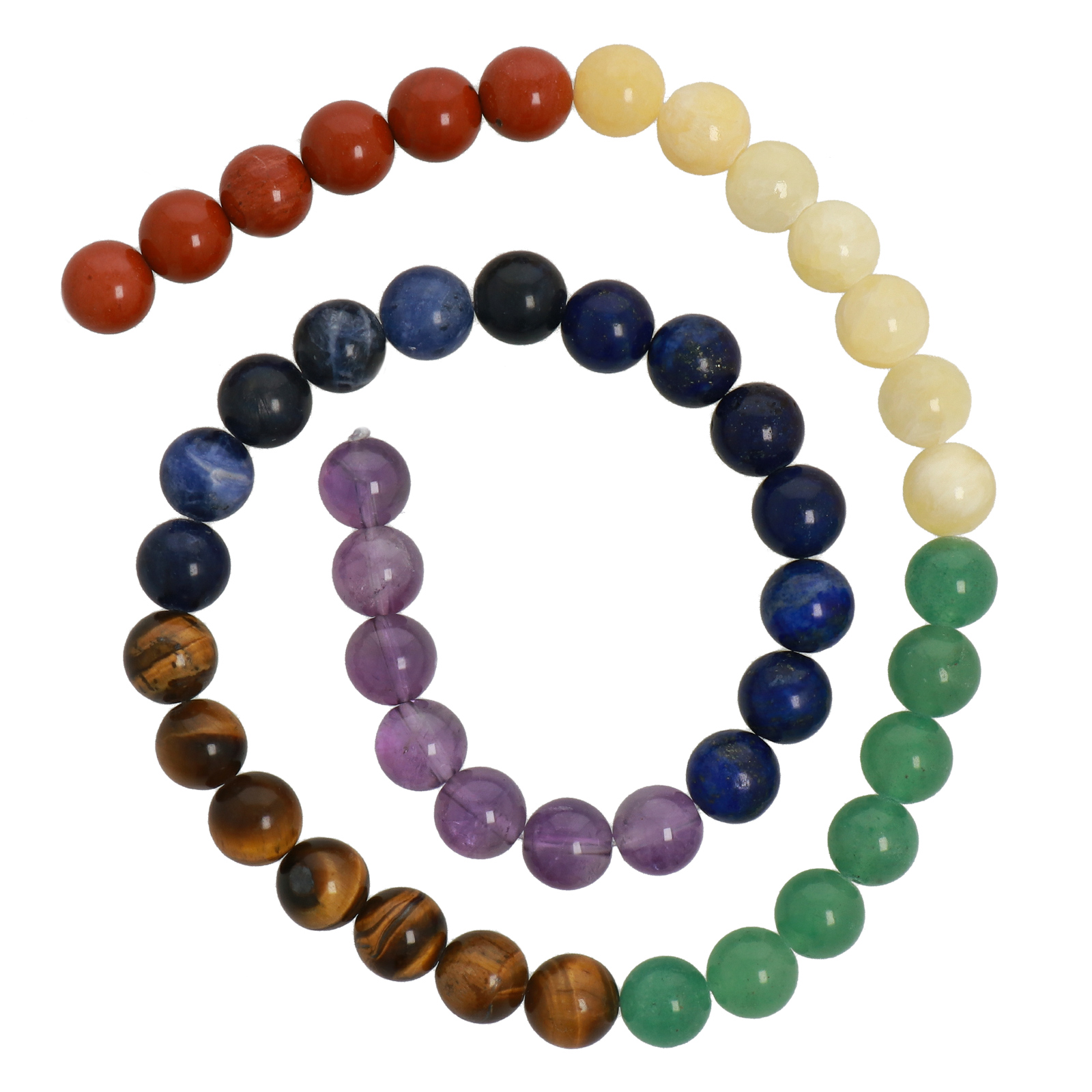 mixed gemstone 7 chakra smooth round 8mm | 16-inch strand