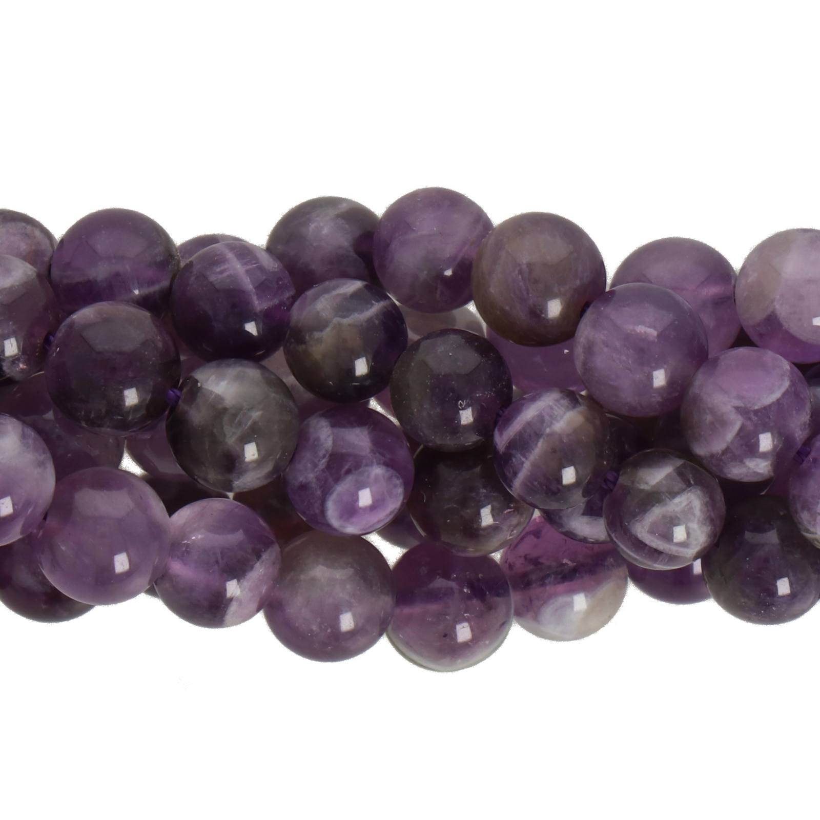 amethyst with quartz smooth round 6mm | 15/16-inch strand