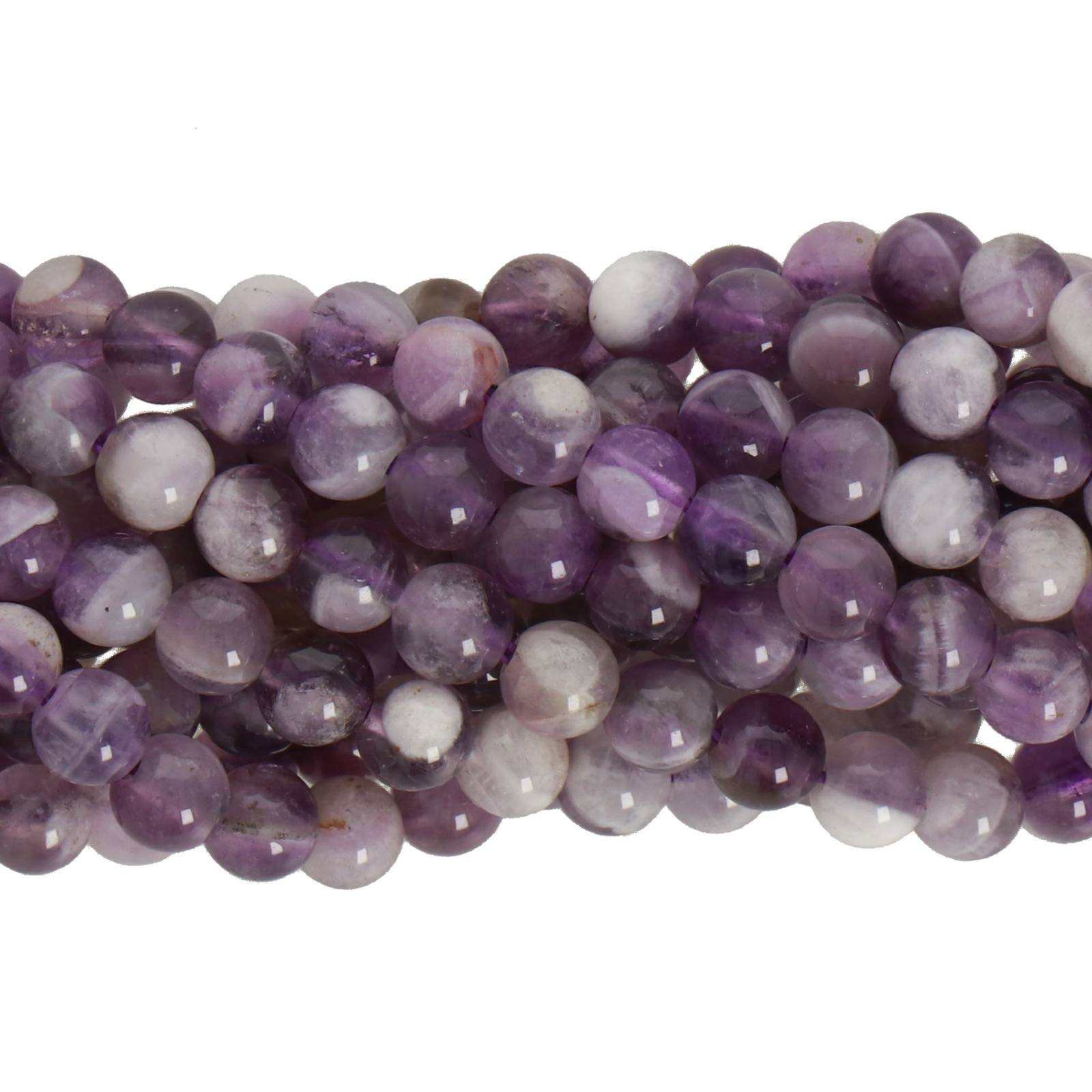 amethyst with quartz smooth round 4mm | 15/16-inch strand