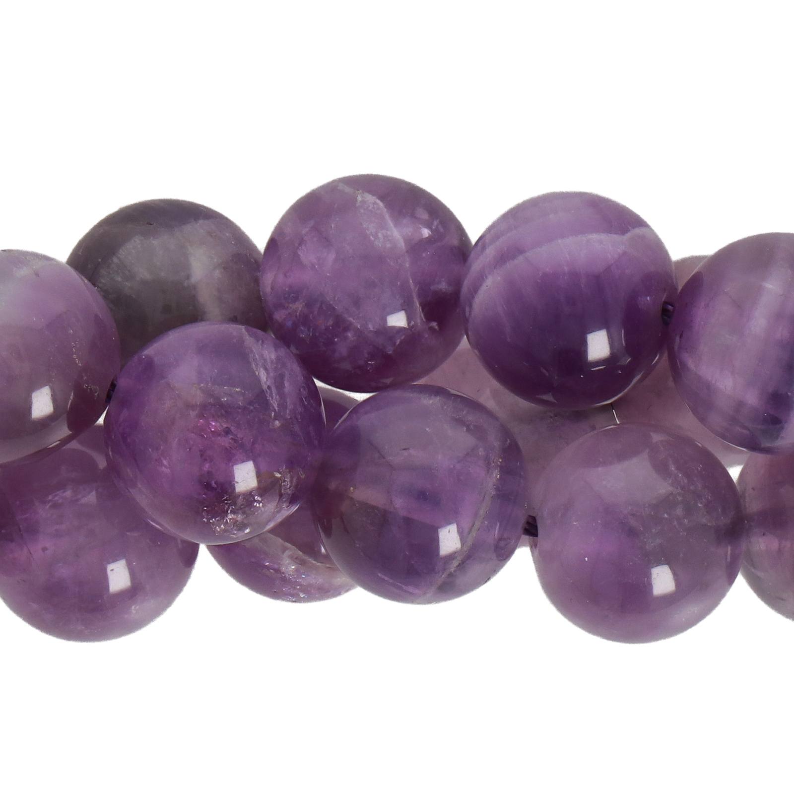 amethyst with quartz smooth round 10mm | 15/16-inch strand