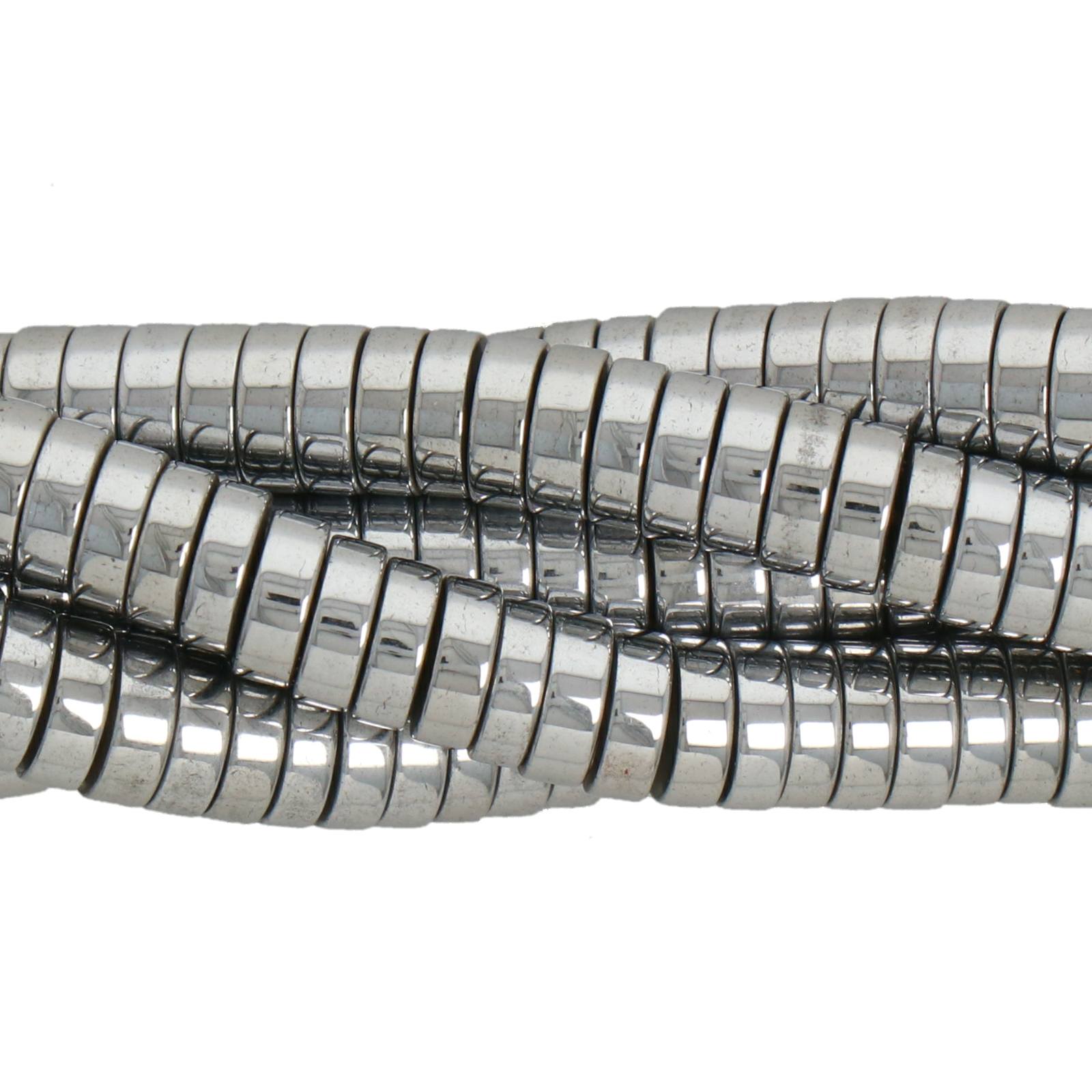 hematite silver heishi 6x2mm | 15/16-inch strand