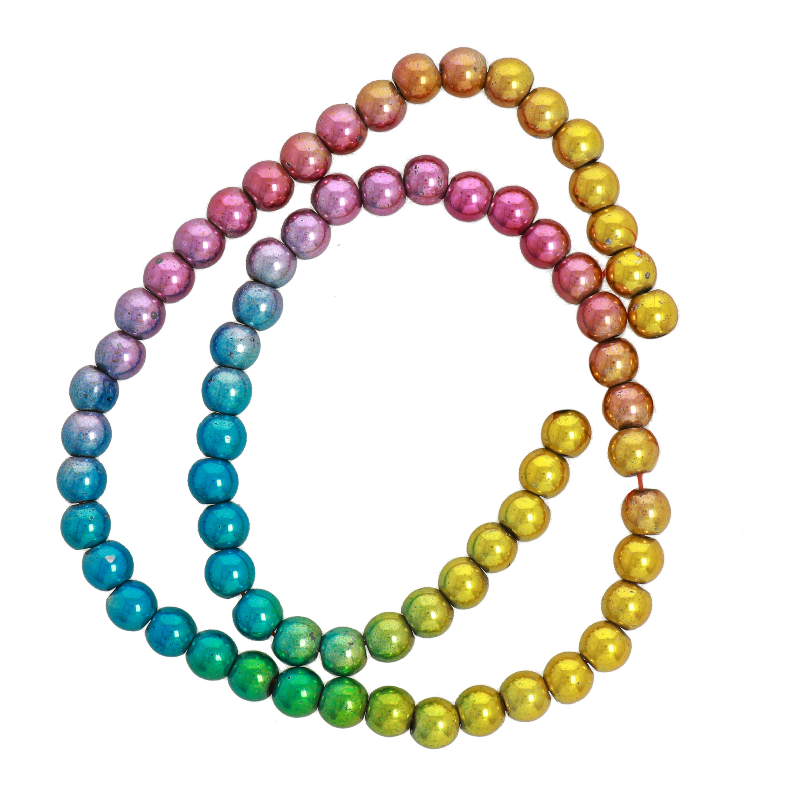 ematite plated gratuated color smooth round 6mm | 15/16-inch strand