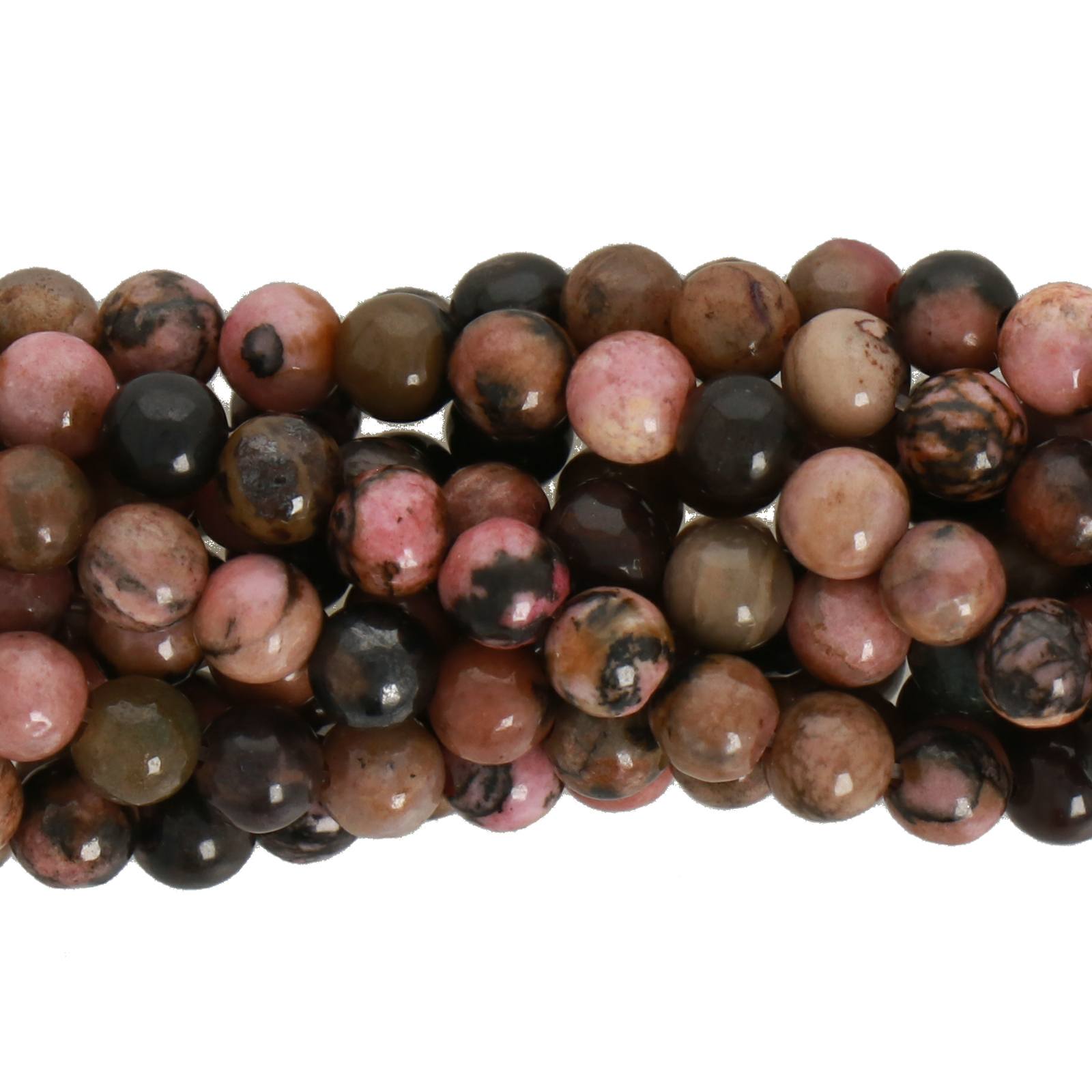 black lace rhodonite smooth round 4mm | 15/16-inch strand