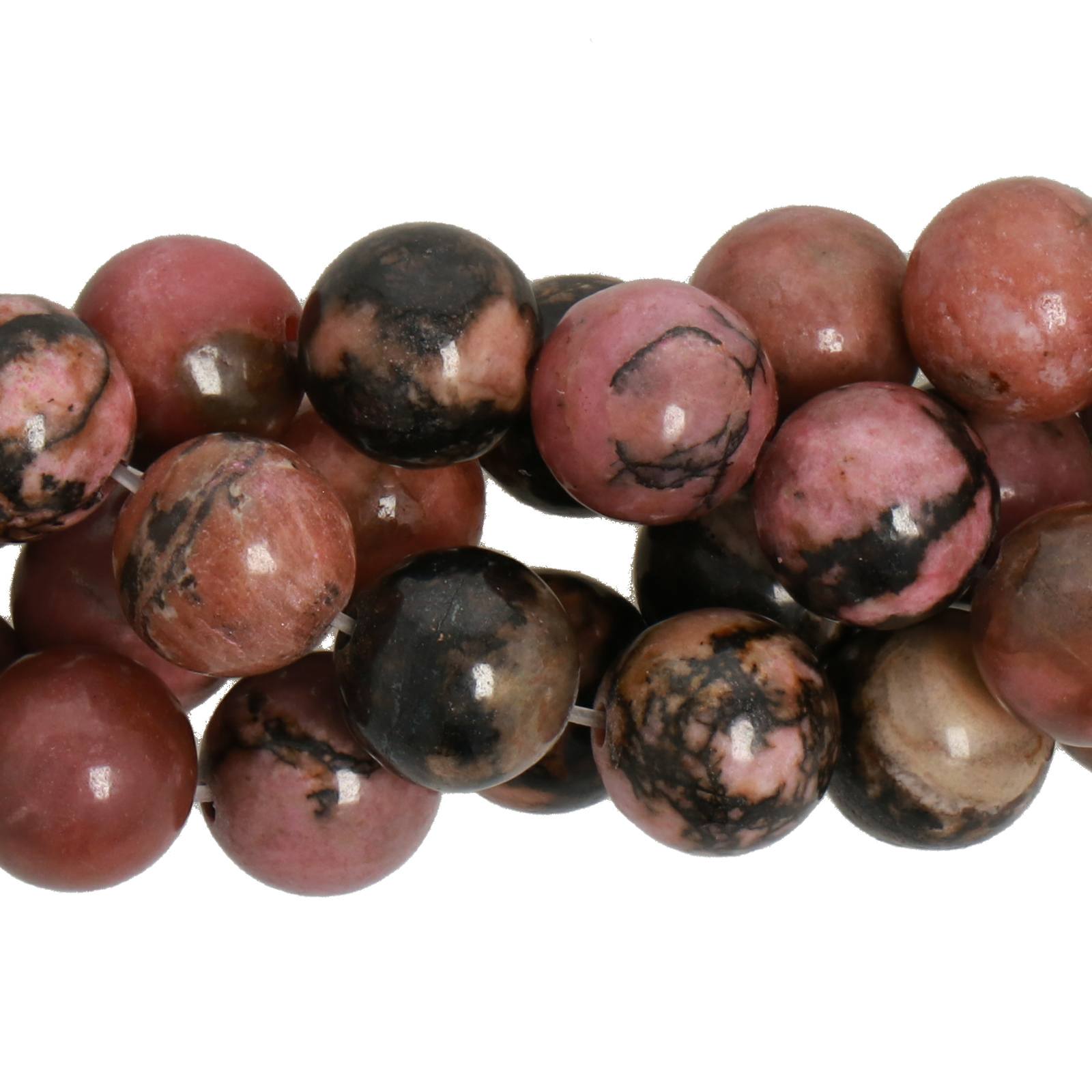 black lace rhodonite smooth round 8mm | 15pc