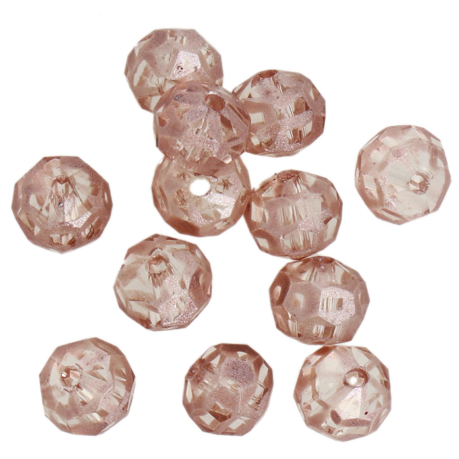 hand painted glass bead faceted round pink 8mm | 8pc
