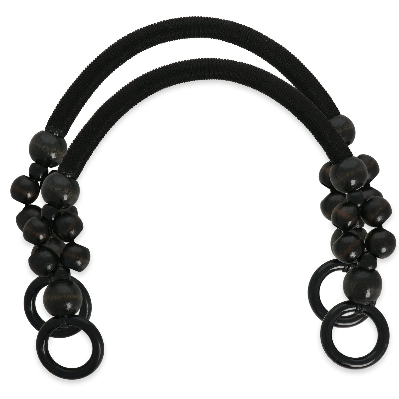 bag handle cord and wood black 46cm | 2pc