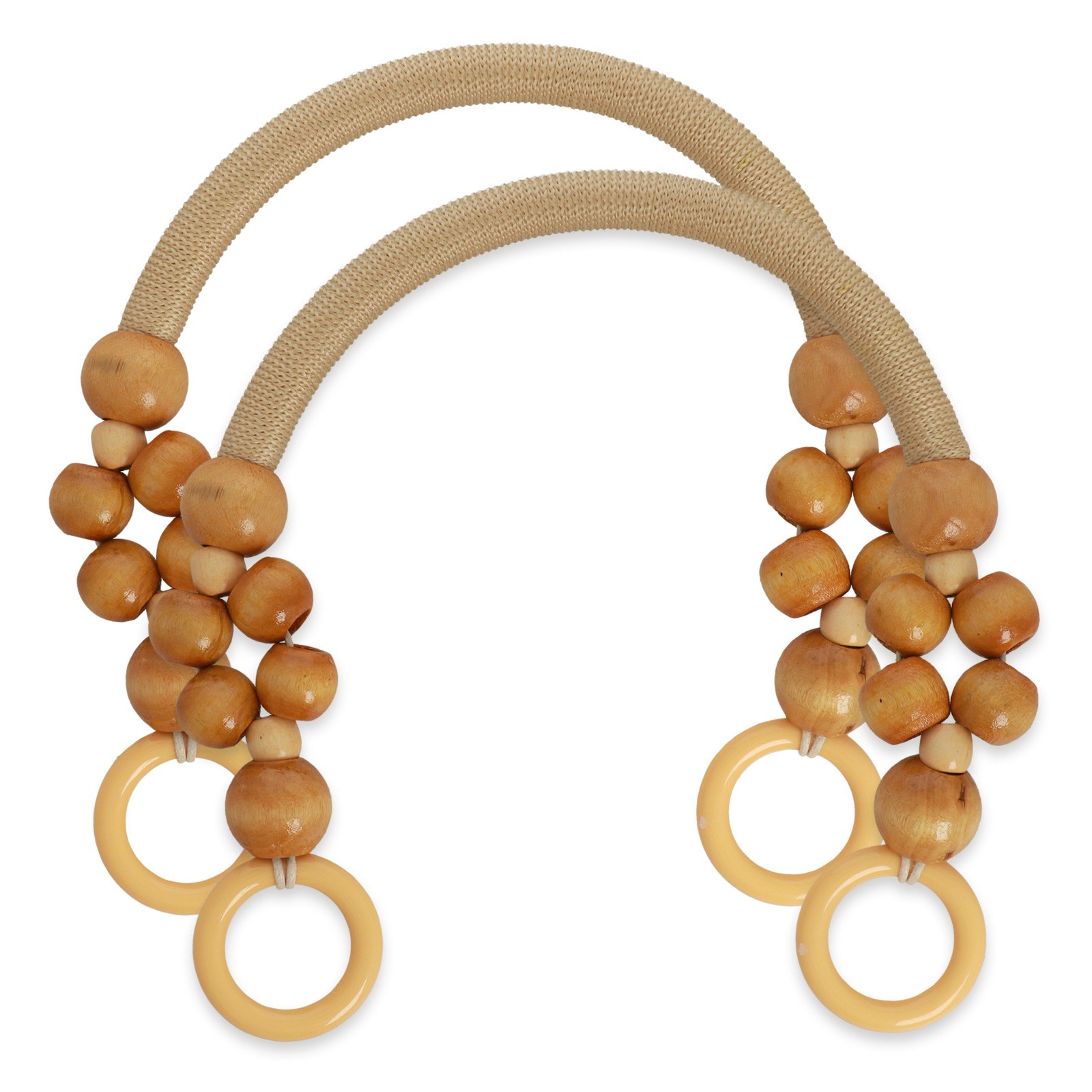 bag handle cord and wood ecru 46cm | 2pc