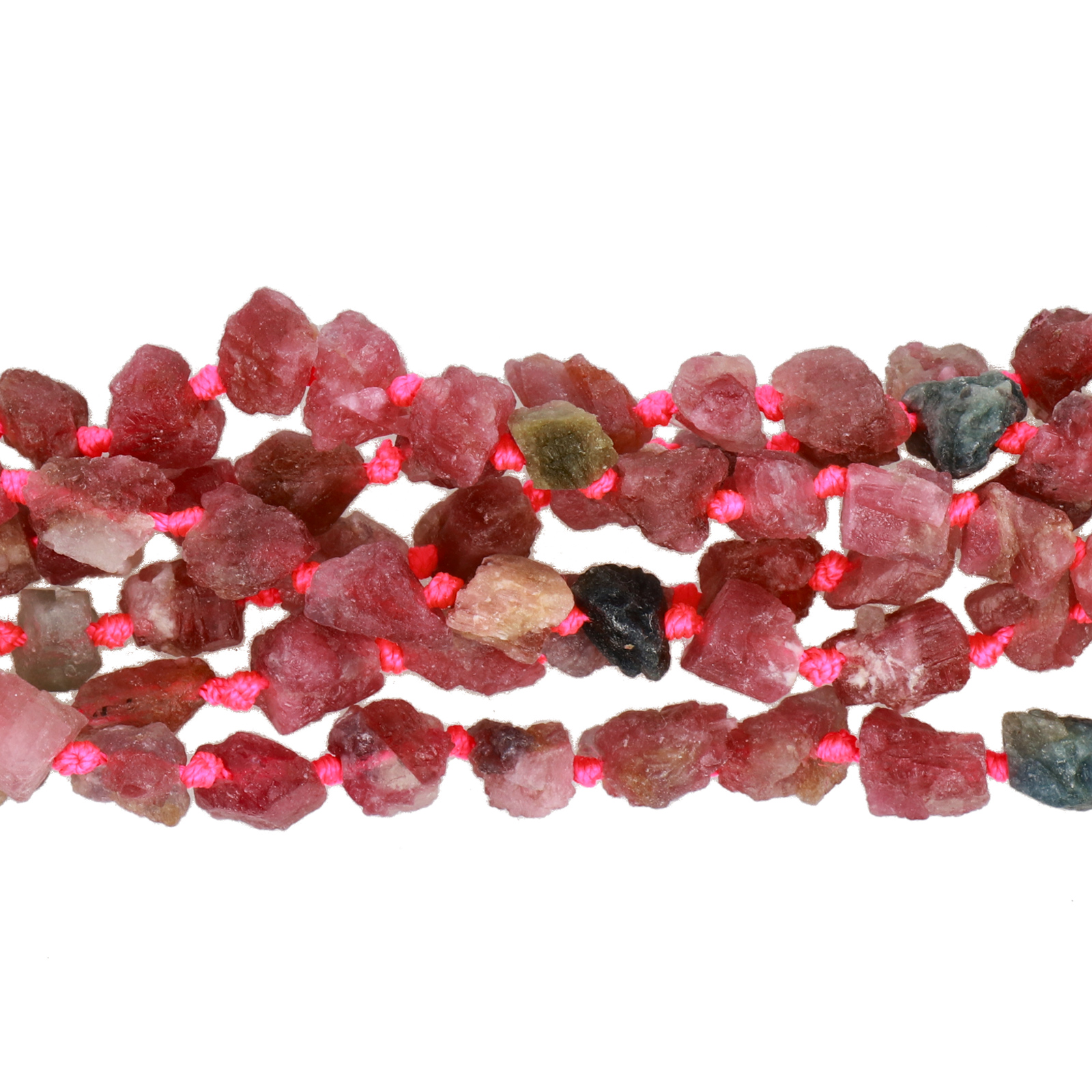 pink tourmaline rough nugget 6-8mm approx. | 16-inch strand