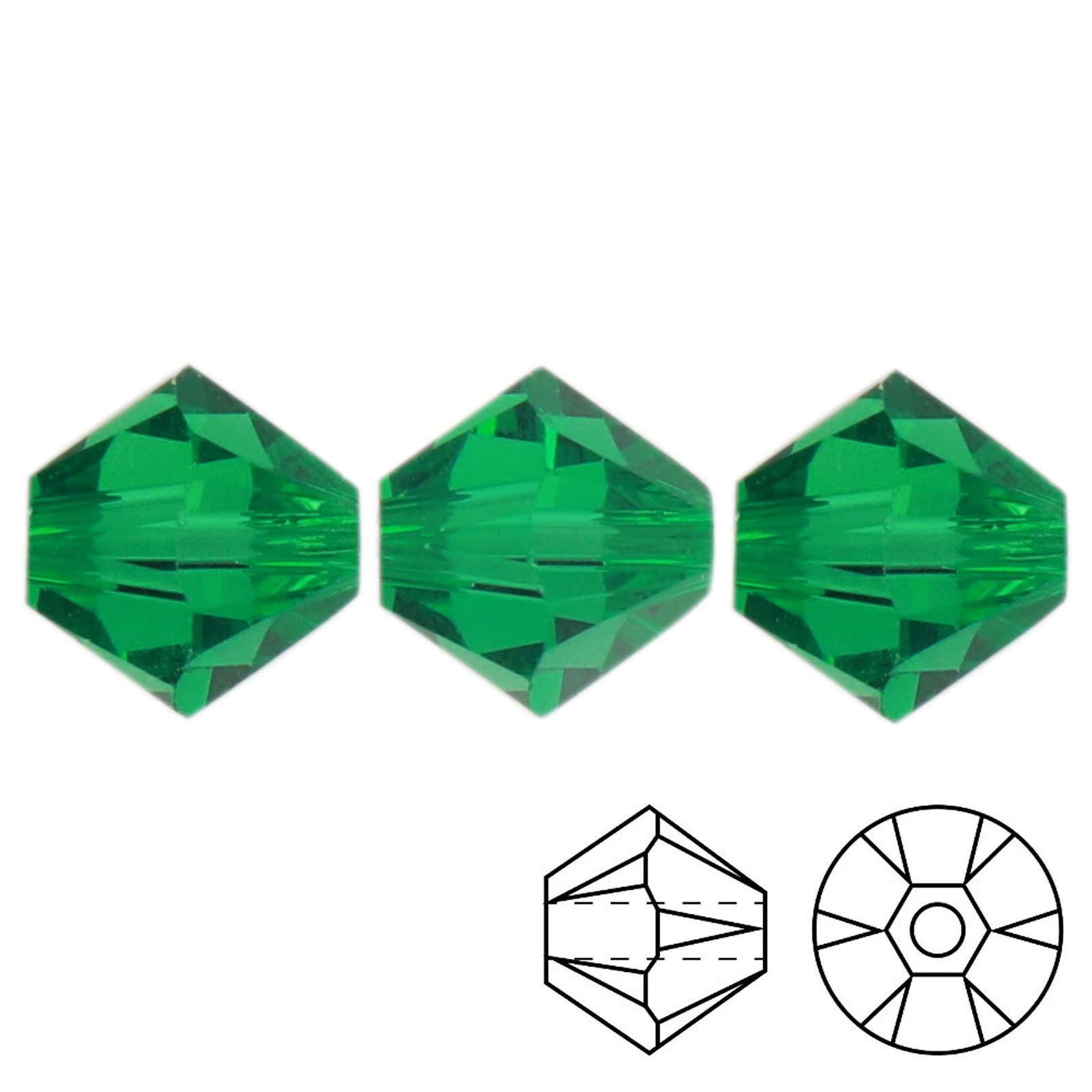 bicone (5328) majestic green 3mm | 48pc