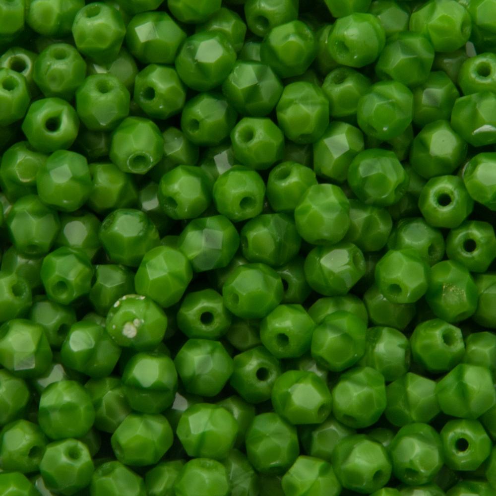 böhmische glasschliffperlen lined opaque green 4mm | 50st