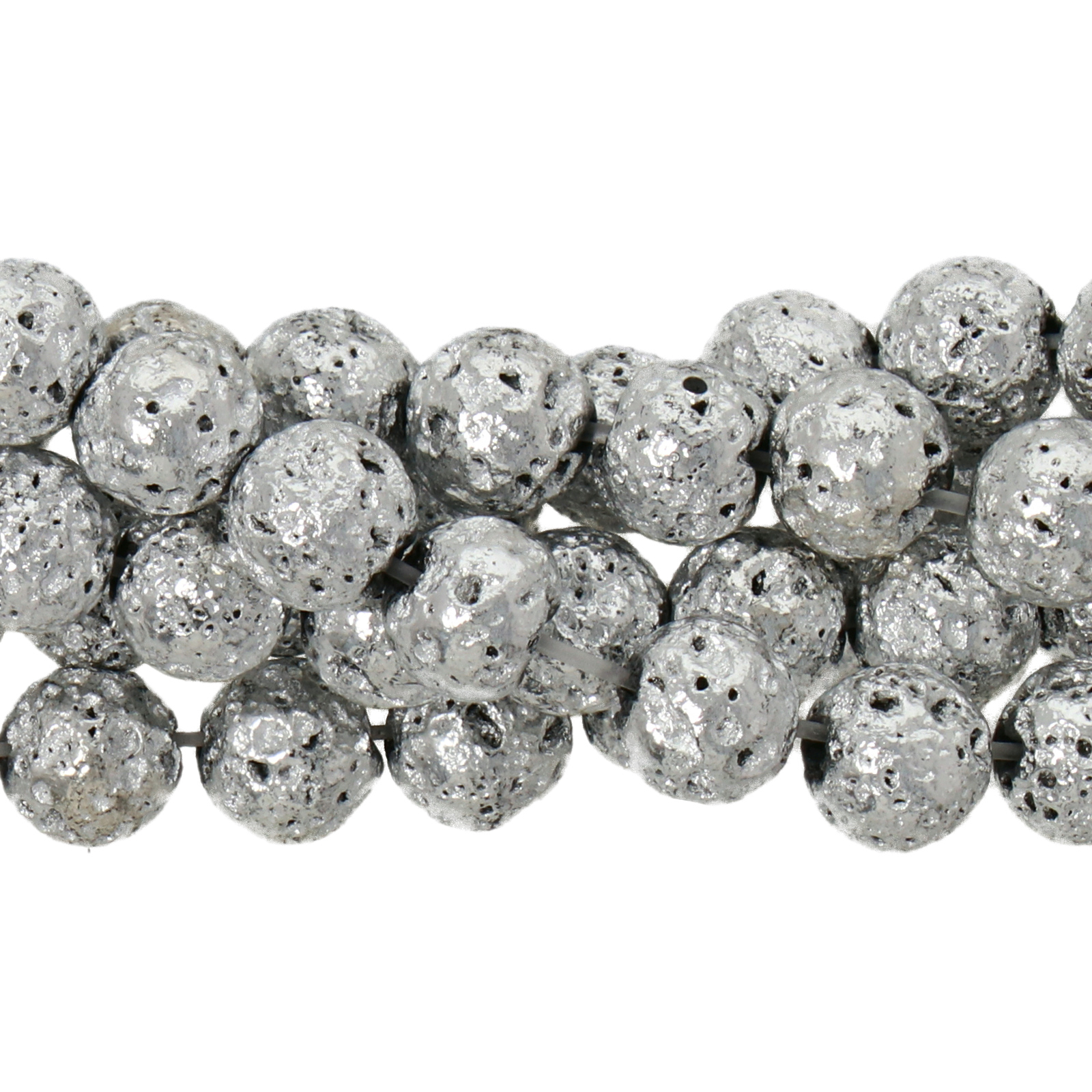silver lava stone round 6mm | 20pc