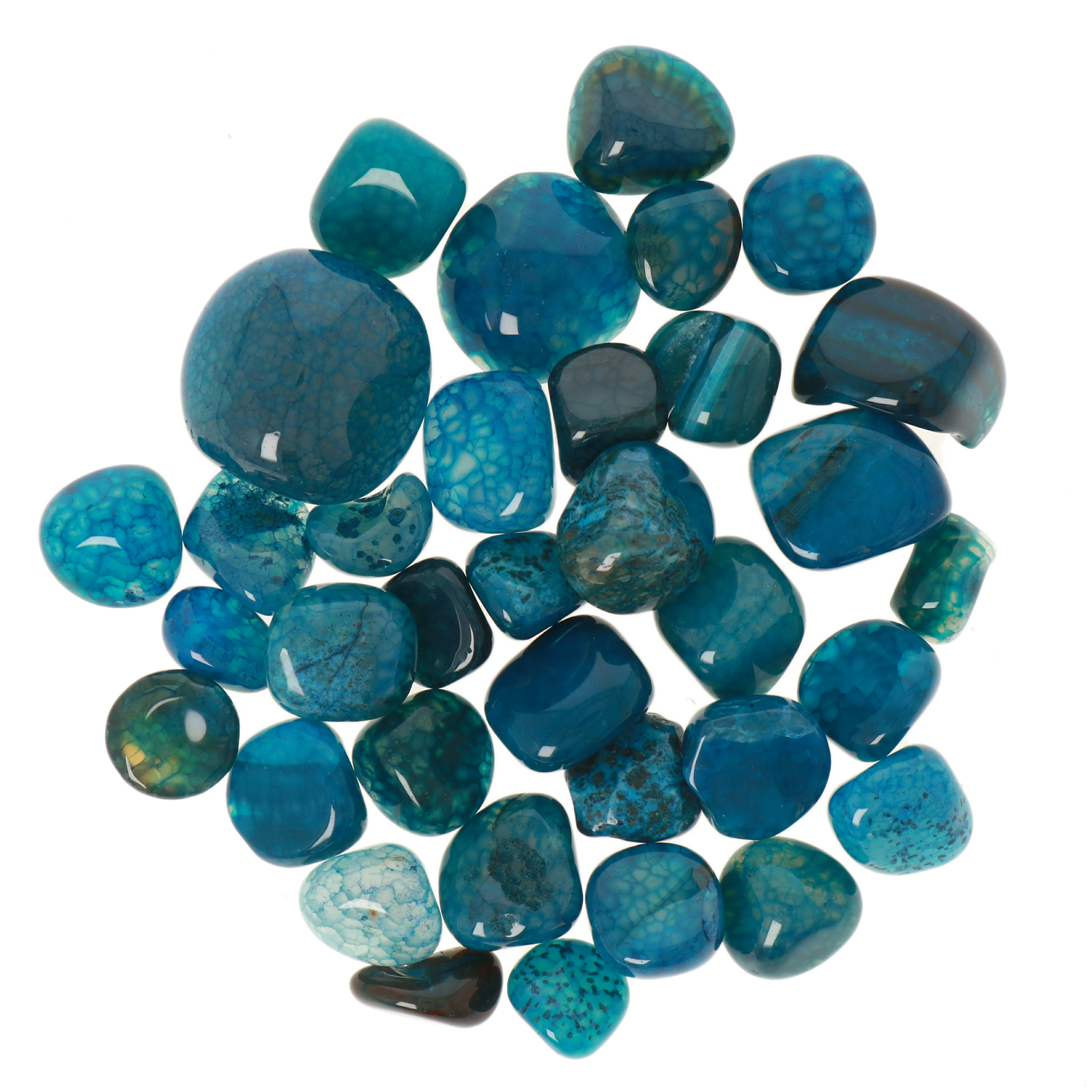 dyed striped agate teal tumbled polished 1,5-2,5cm aprox. | 100gr