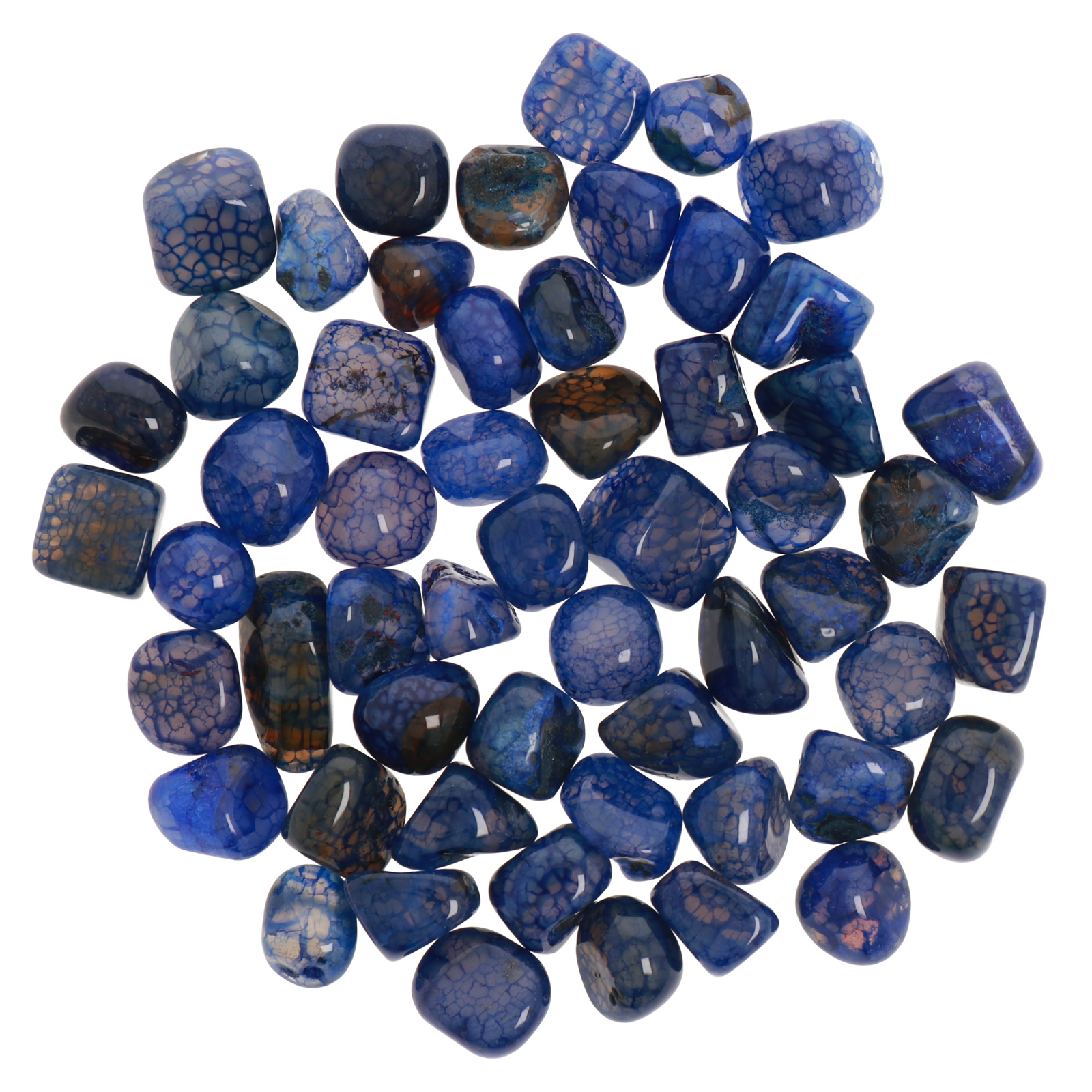 dyed striped agate blue tumbled polished 1-1,5cm aprox. | 100gr