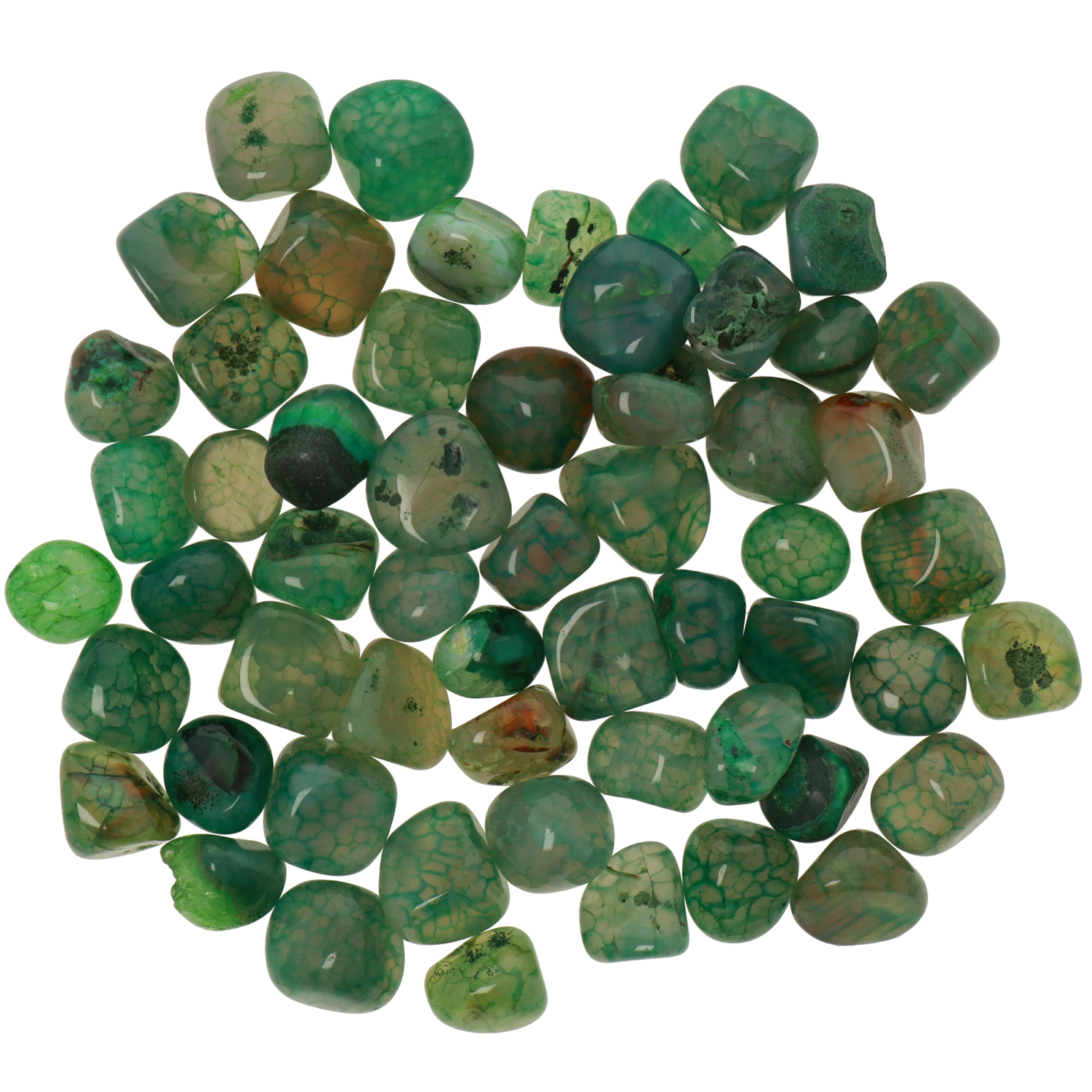 dyed striped agate green tumbled polished 1-2,5cm aprox. | 100gr