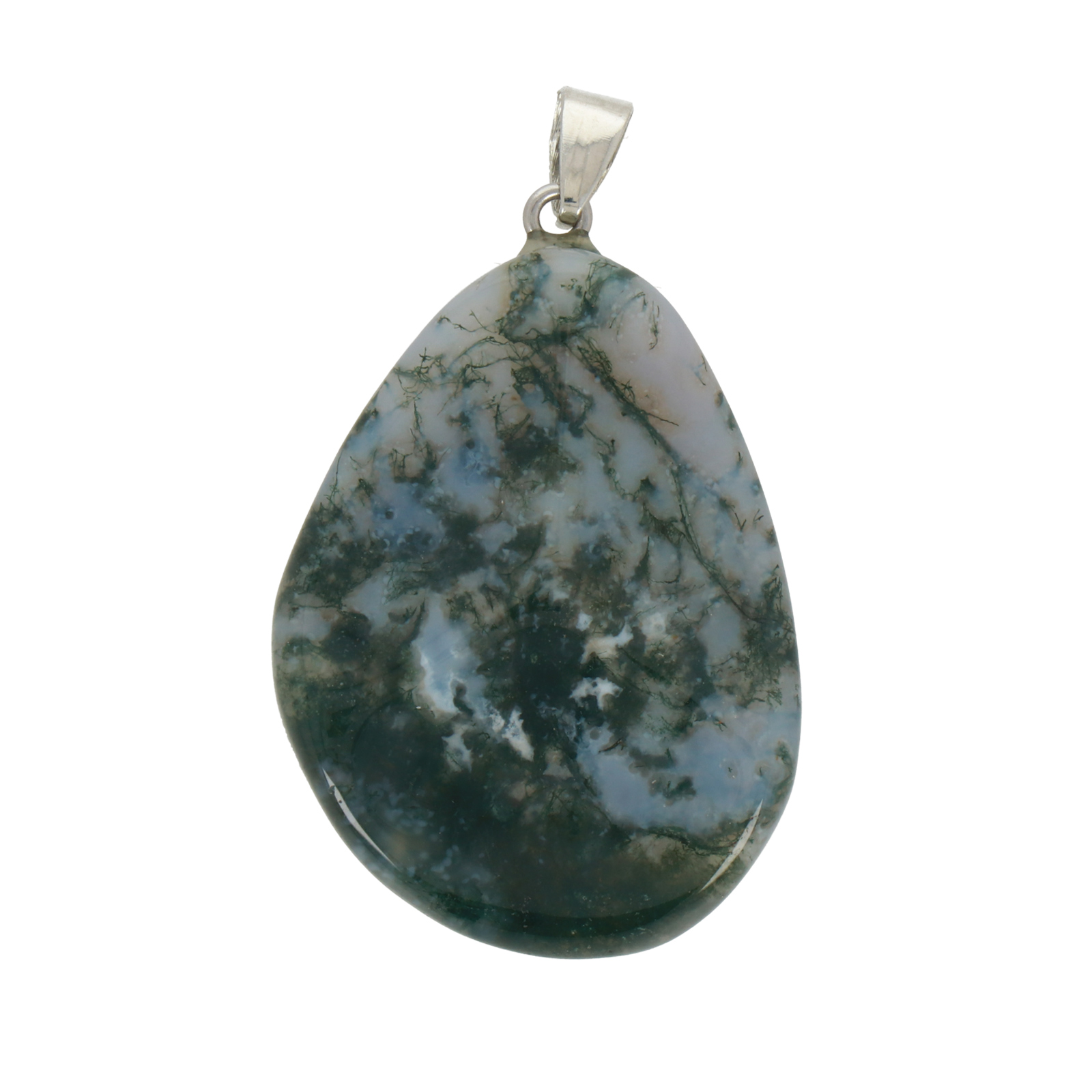 moss agate pendant smooth petal 38mm | 1pc