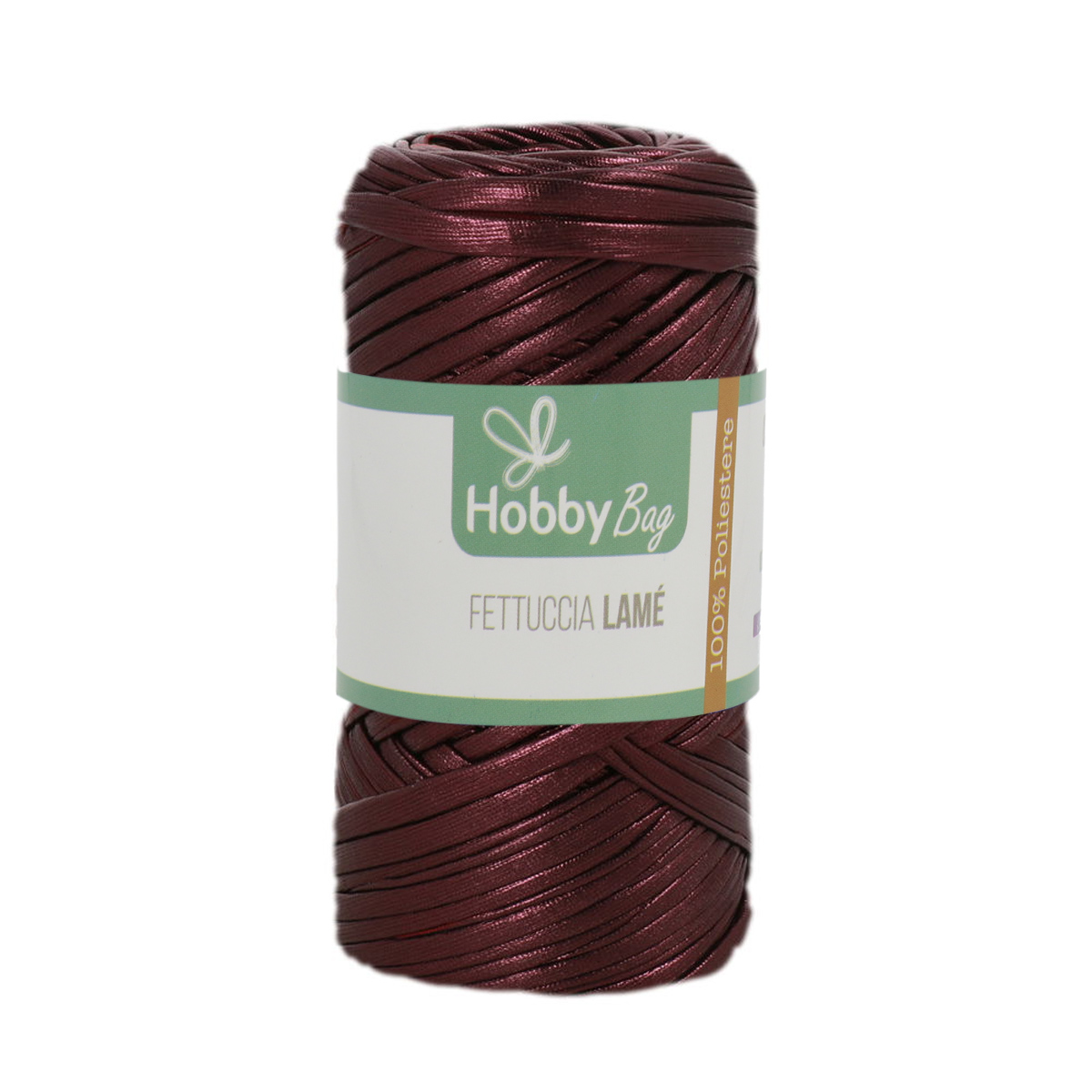 hobbybag t-shirt yarn fettuccia lamè - plum - 120-130gr (50mt) | 1pc