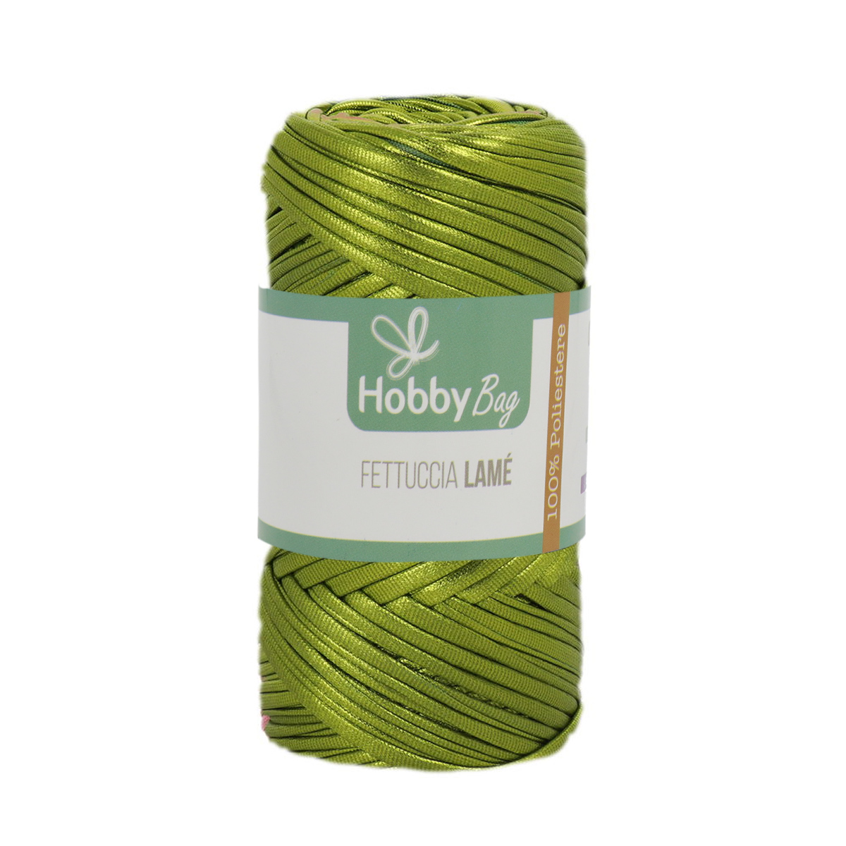 hobbybag t-shirt yarn fettuccia lamè - pistachio - 120-130gr (50mt) | 1pc