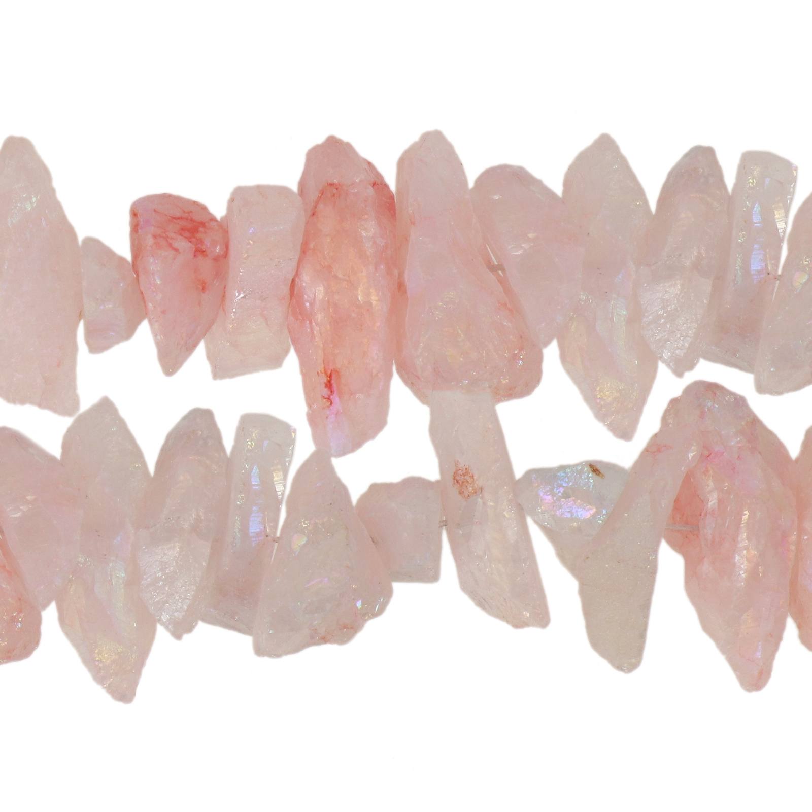 rock crystal plated pale pink ab central hole rough 20-25mm - 60pc aprox. | 16-inch strand