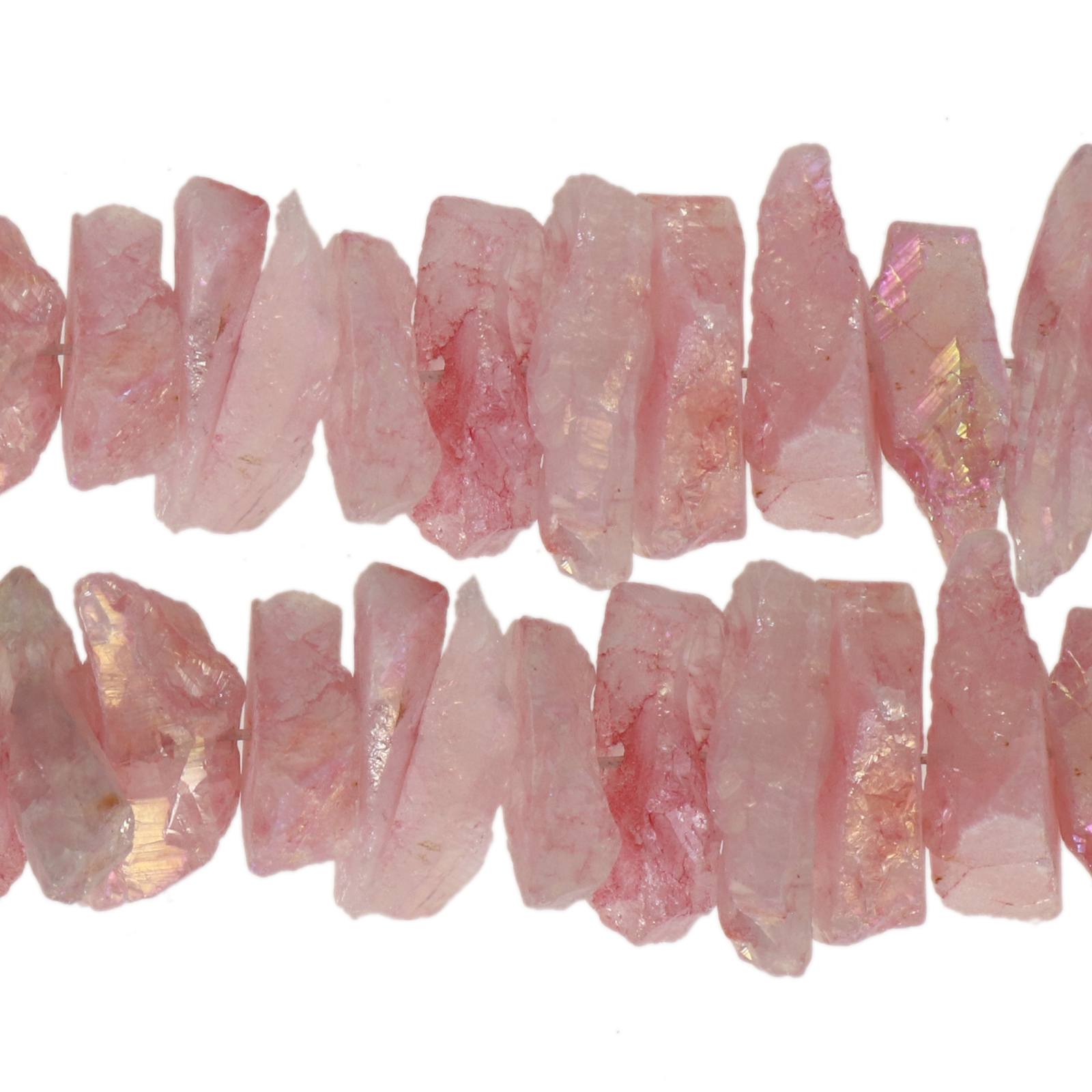 rock crystal plated rose ab central hole rough 20-25mm - 60pc aprox. | 16-inch strand