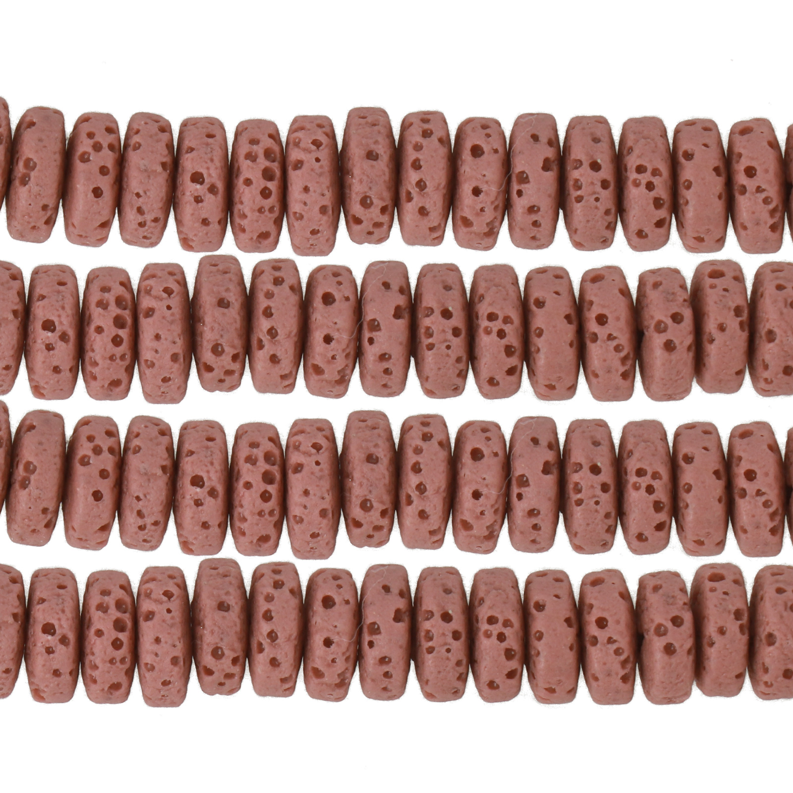 pink lava stone heishi 8x4mm | 8 inch strand