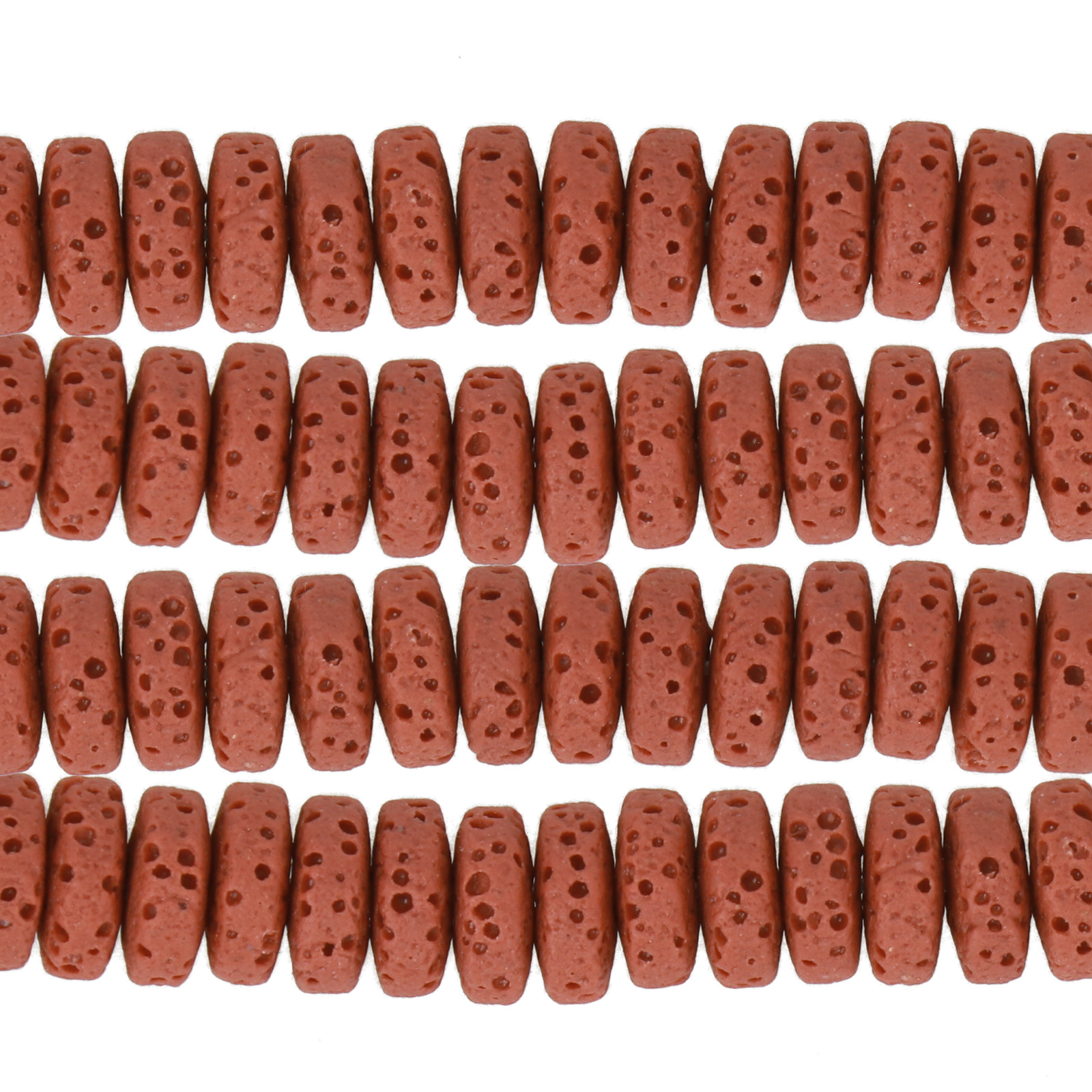 red lava stone heishi 8x4mm | 8 inch strand