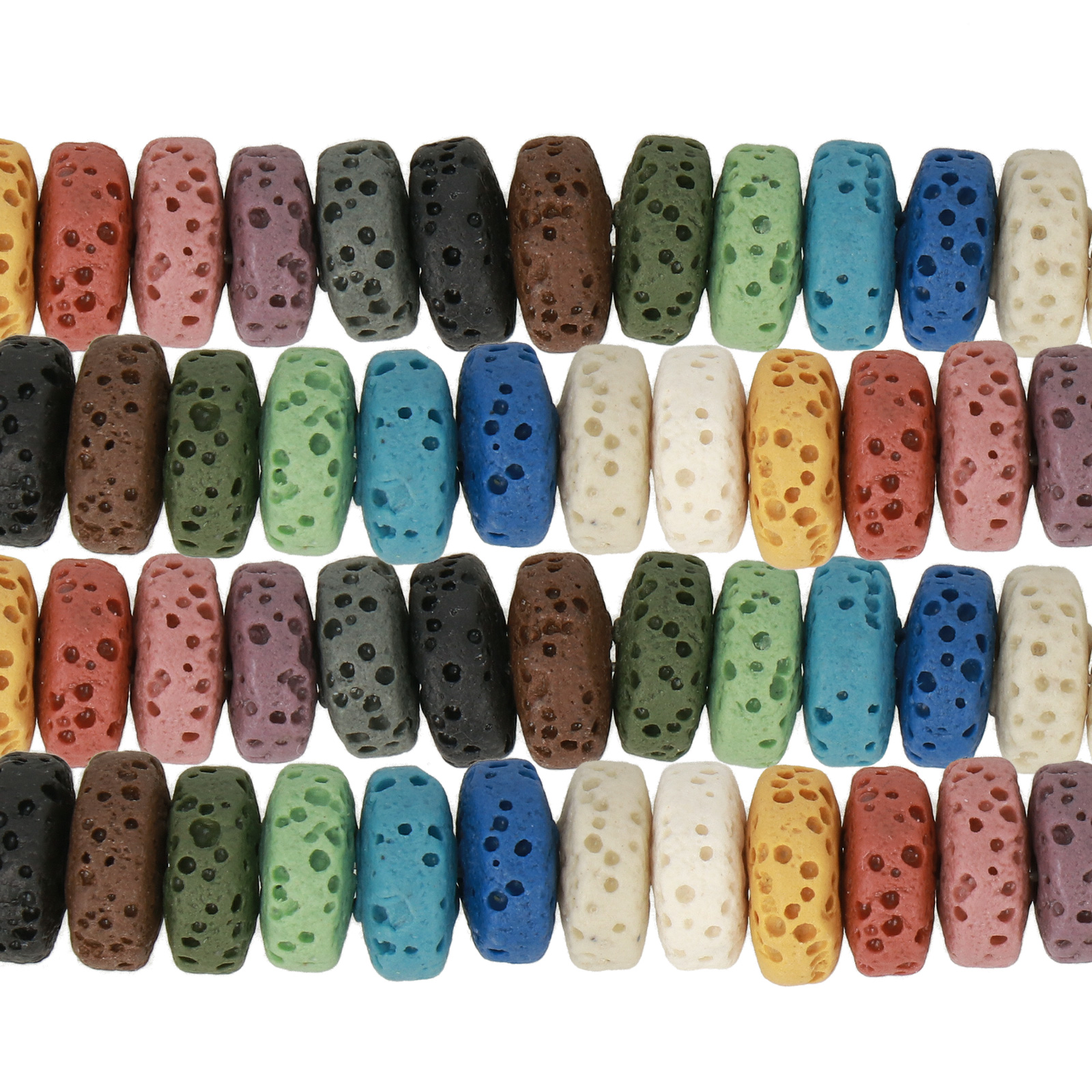 mullticolor lava stone heishi 10x5mm | 8 inch strand