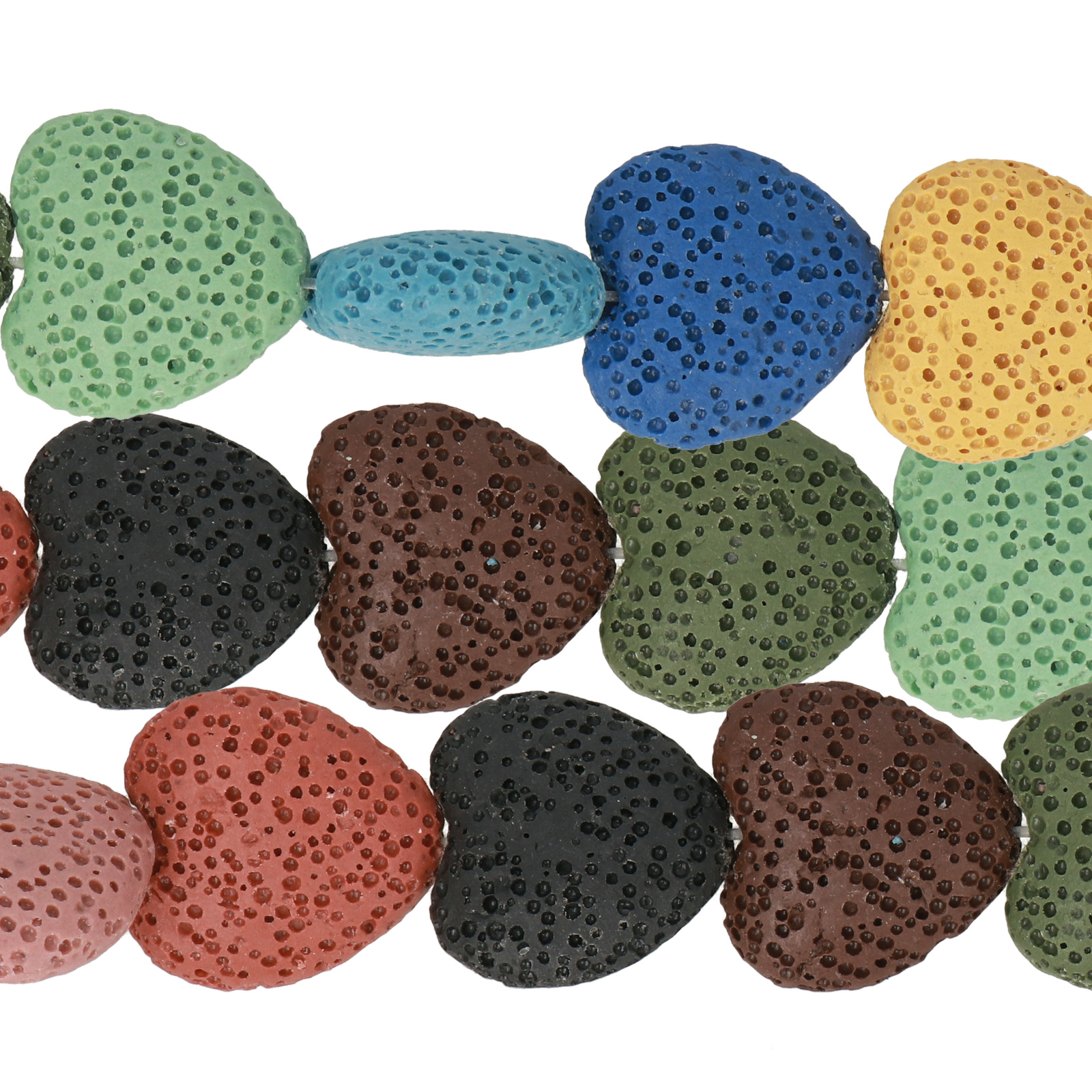 mullticolor lava stone heart 20mm | 15/16-inch strand