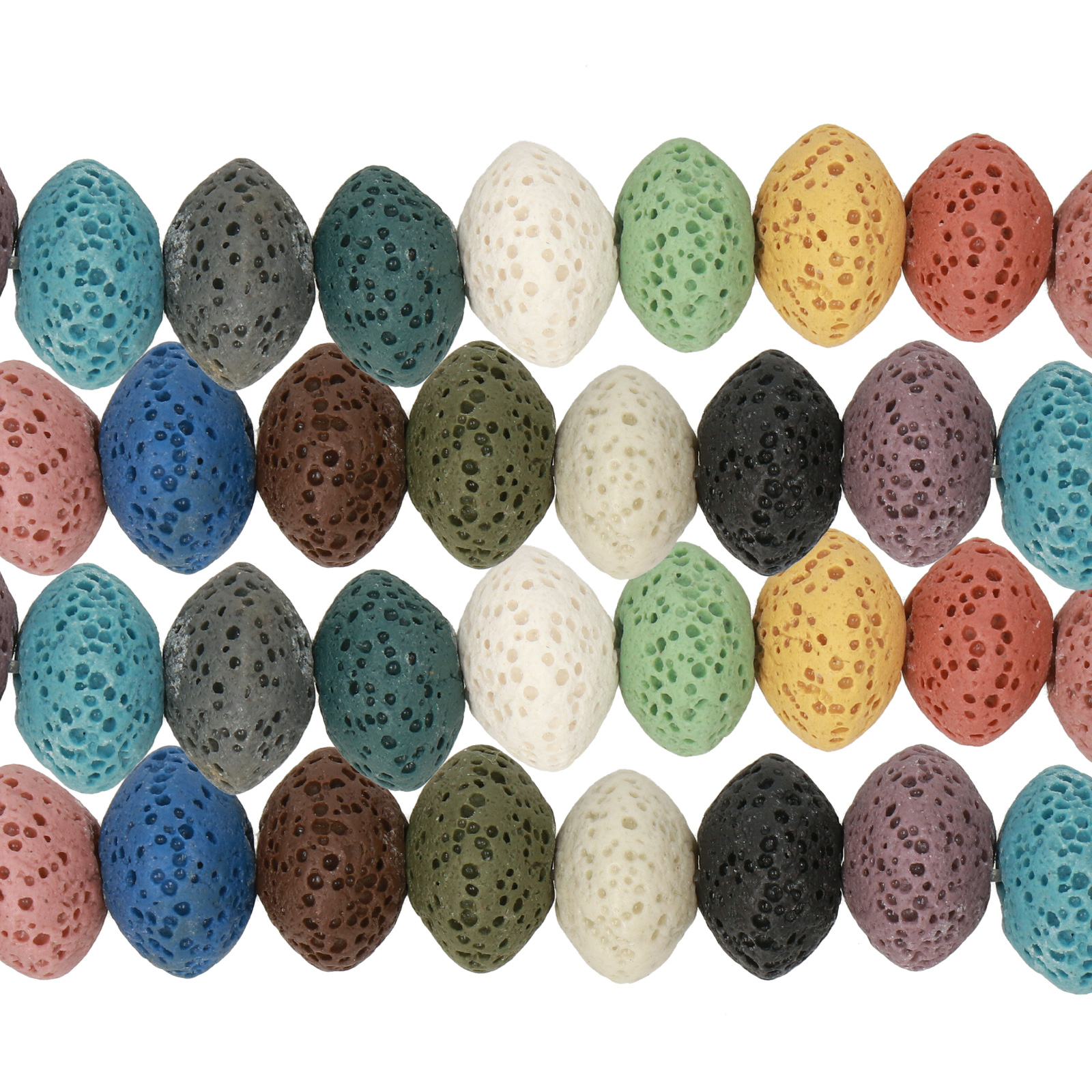 mullticolor lava stone roundelle 12x8mm | 15/16-inch strand
