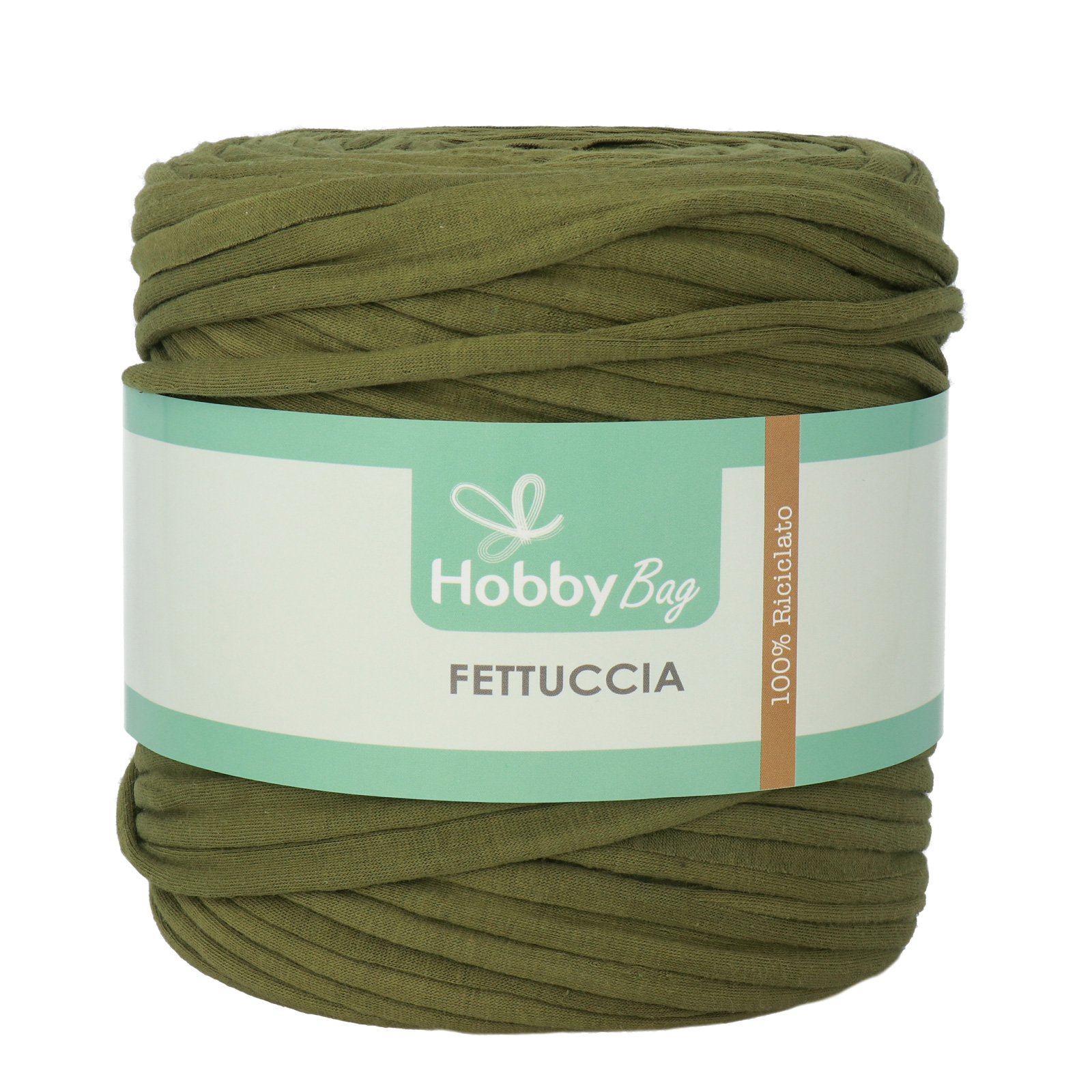 hobbybag t-shirt yarn fettuccia - olive - 500-800gr (110-130mt) | 1pc
