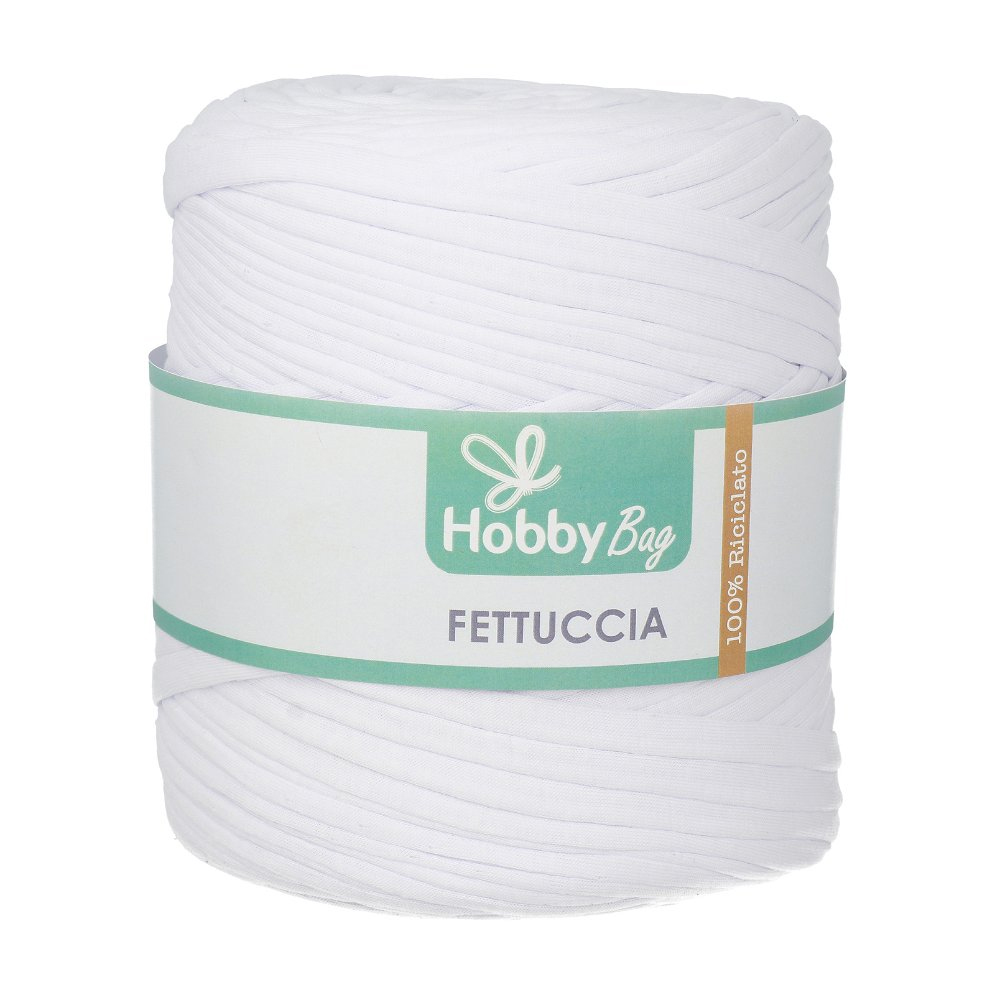 hobbybag t-shirt yarn fettuccia - white - 500-800gr (110-130mt) | 1pc