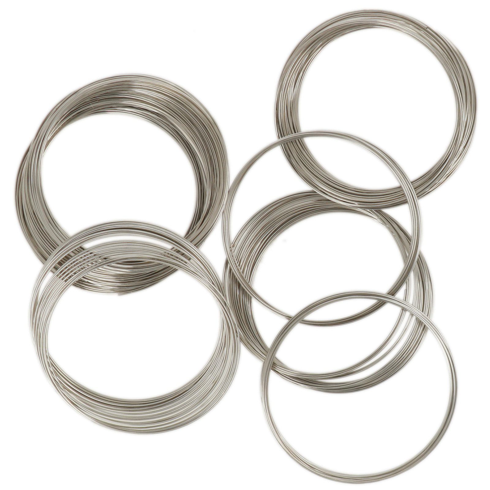 rhodium silver plated memory wire bracelet 57mm - wire 0,6mm | 100/110gr