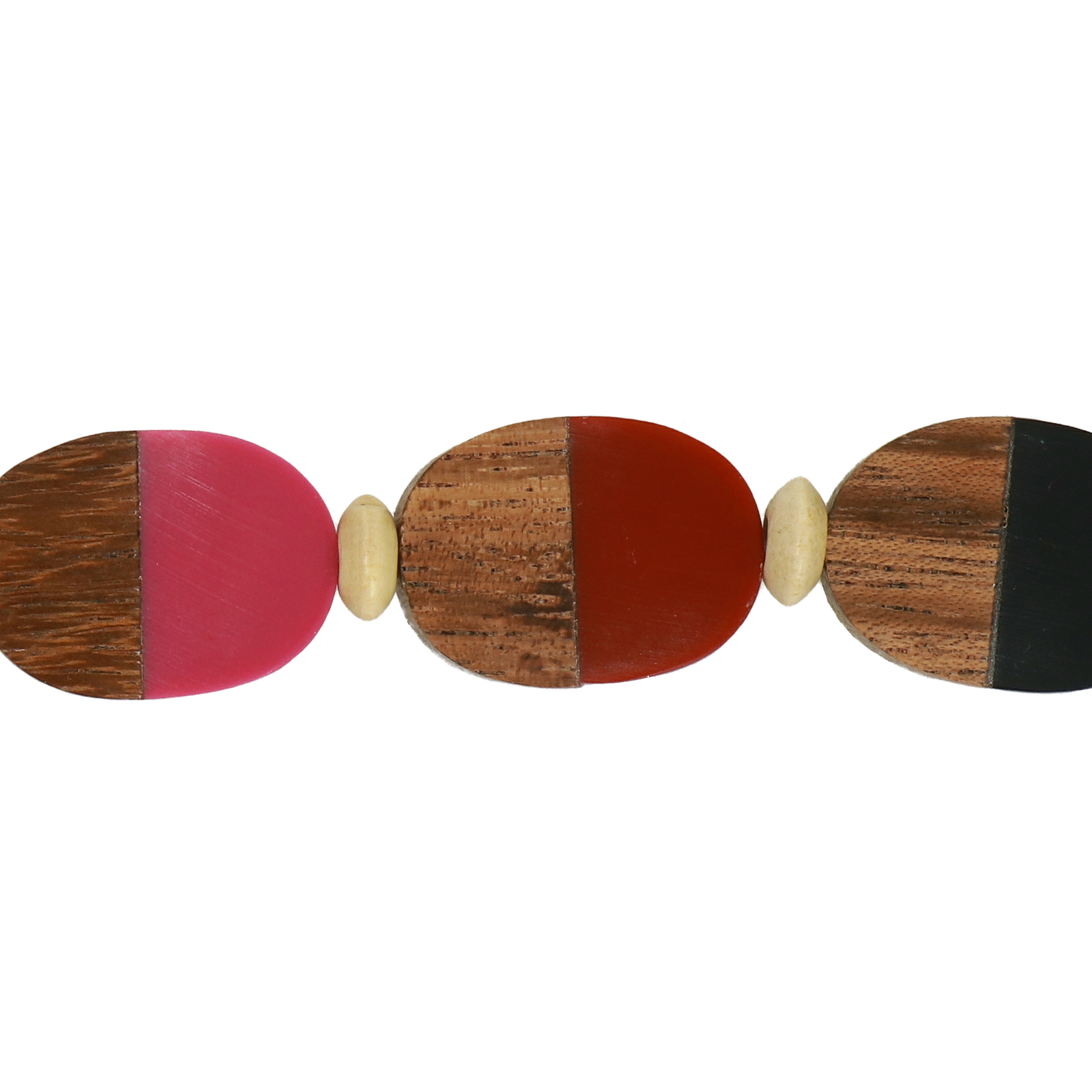 resin mix wood smooth oval 23x17mm - 6pcs | 1 strand