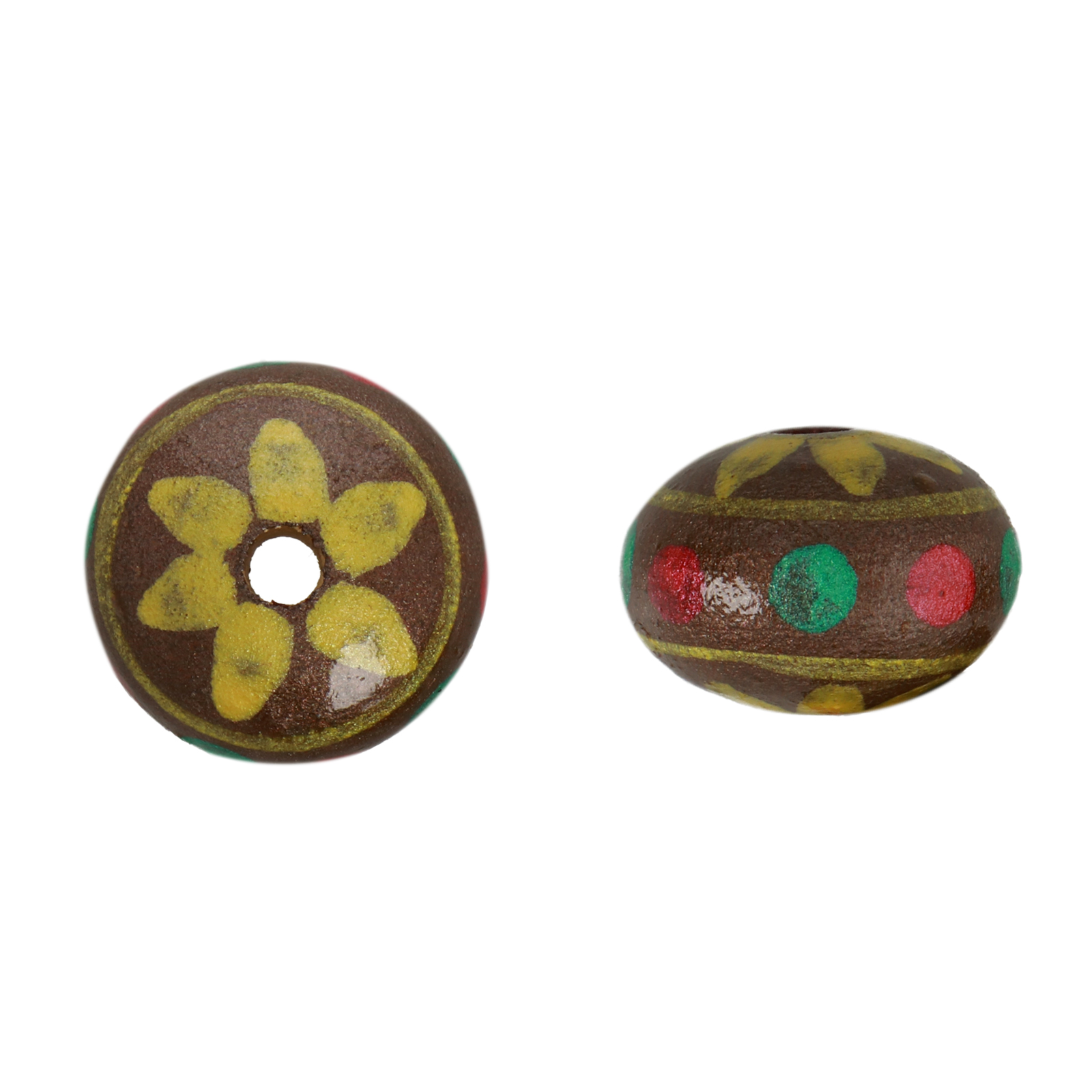 hand-painted wooden beads flower wine - smooth wheel 21x16mm | 4pcs