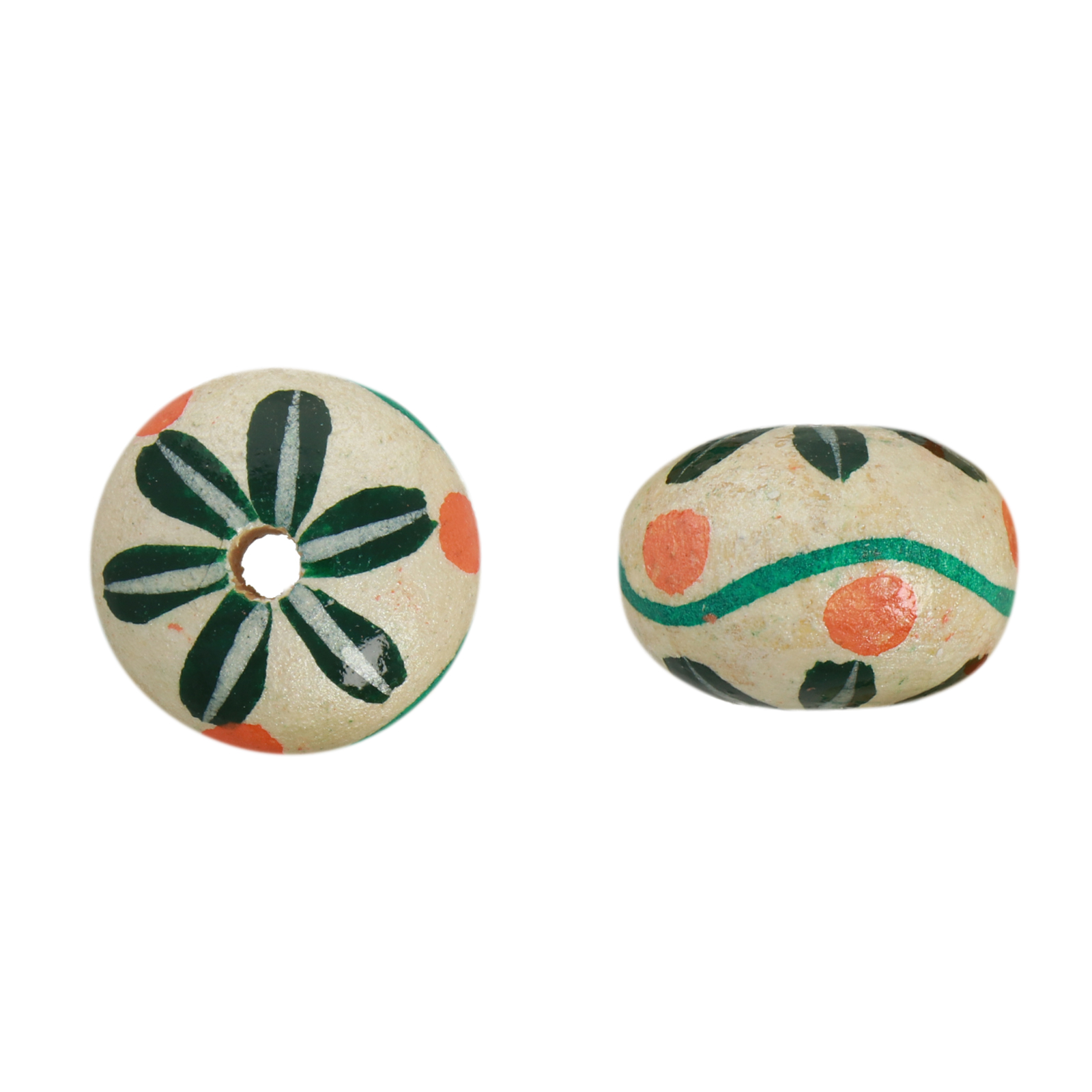hand-painted wooden beads flower white - smooth wheel 21x16mm | 4pcs