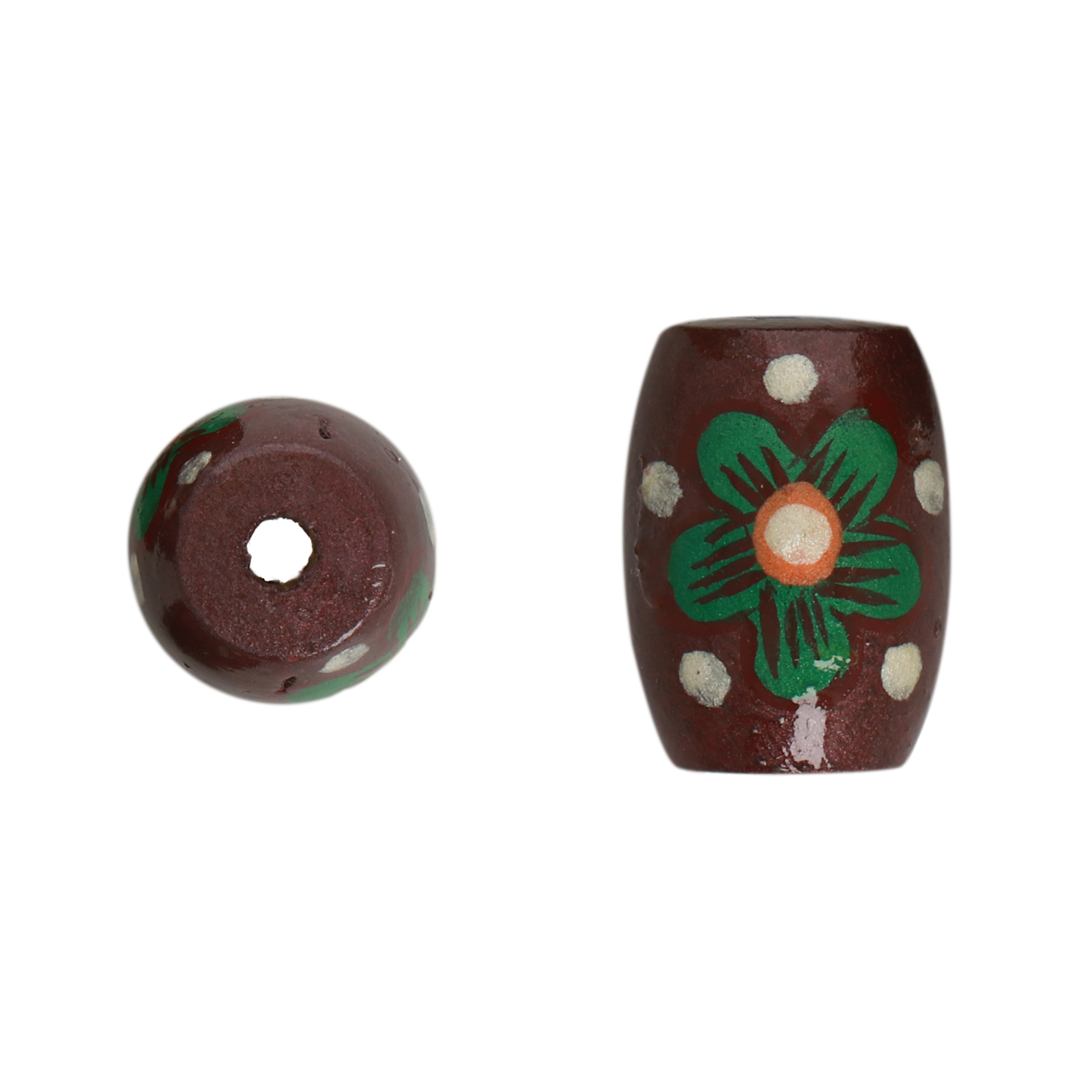 hand-painted wooden beads flower wine - drum 21x18mm | 4pcs
