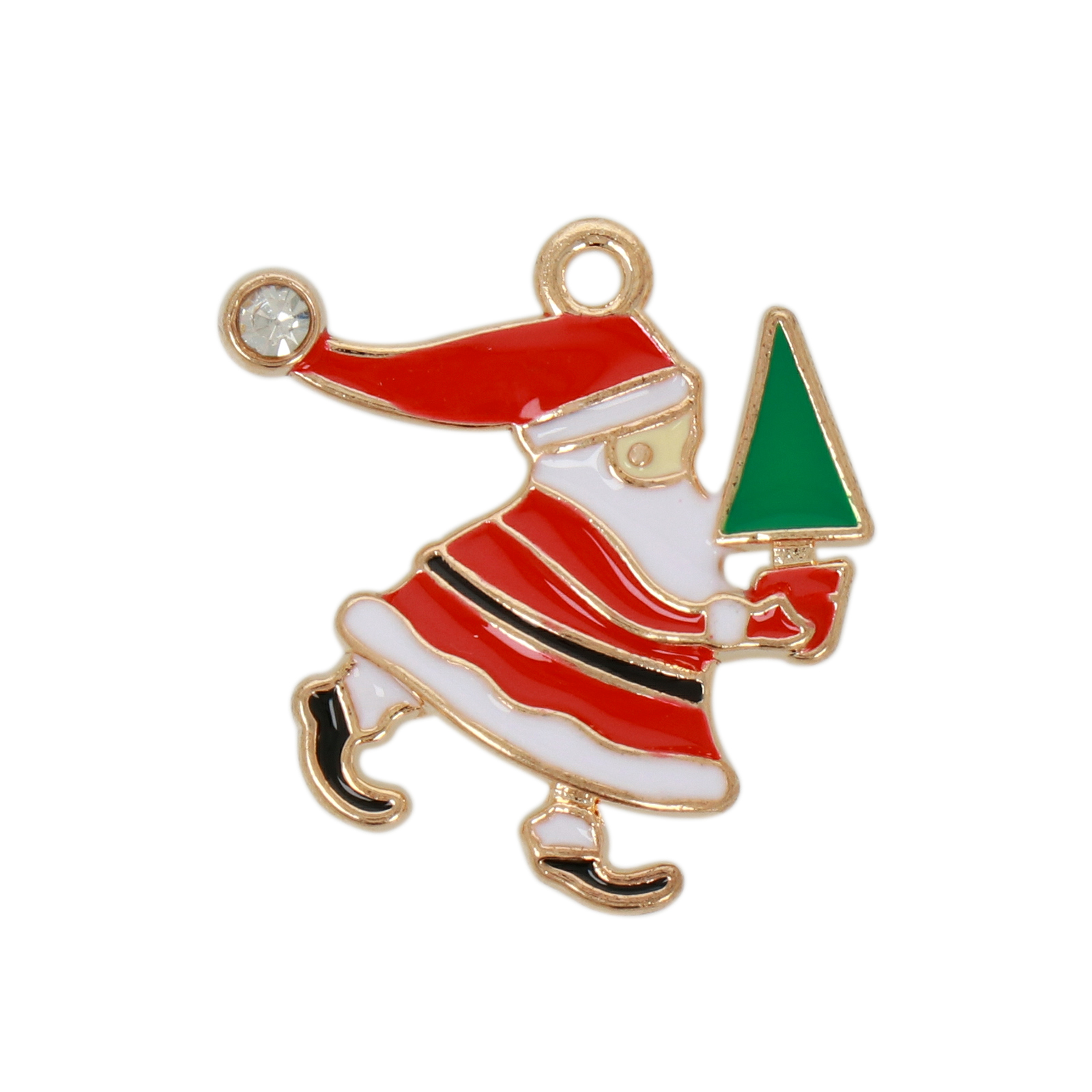 gold plated enameled santa's charm 23x22mm | 10pc