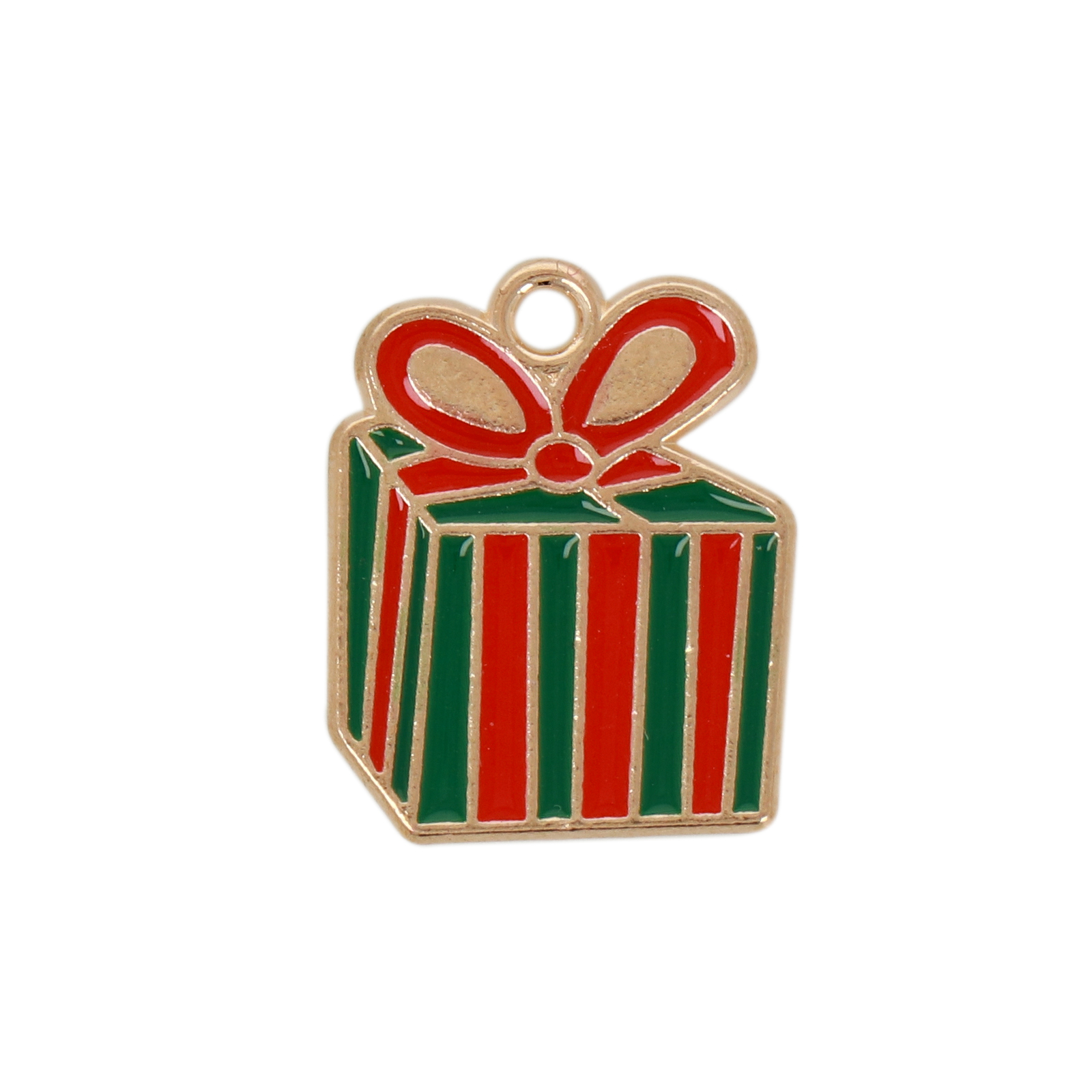 gold plated enameled gift package charm 20x15mm | 10pc