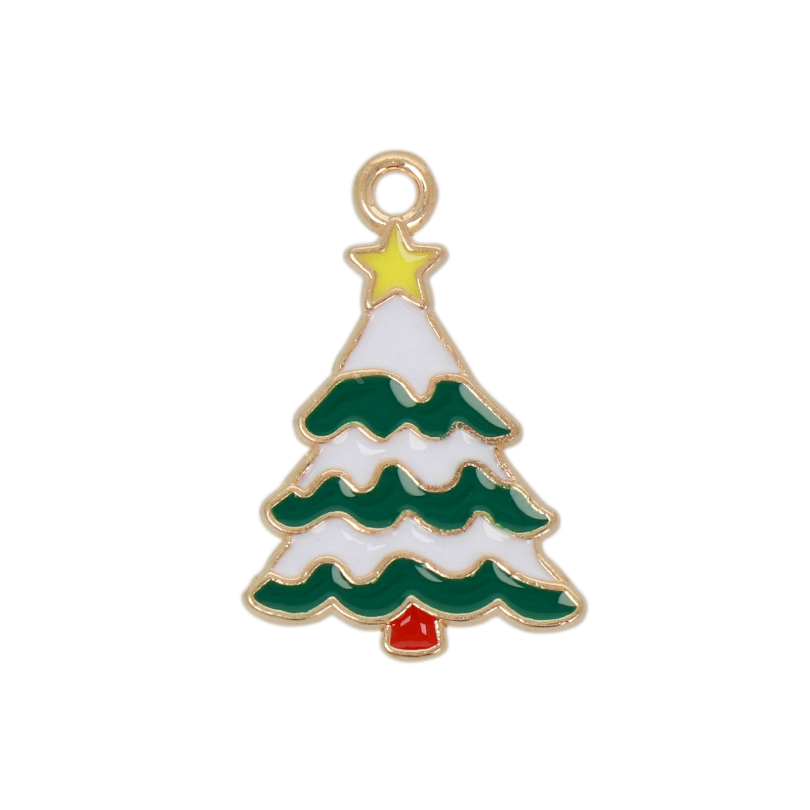 gold plated enameled christmas tree charm 24x16mm | 10pc
