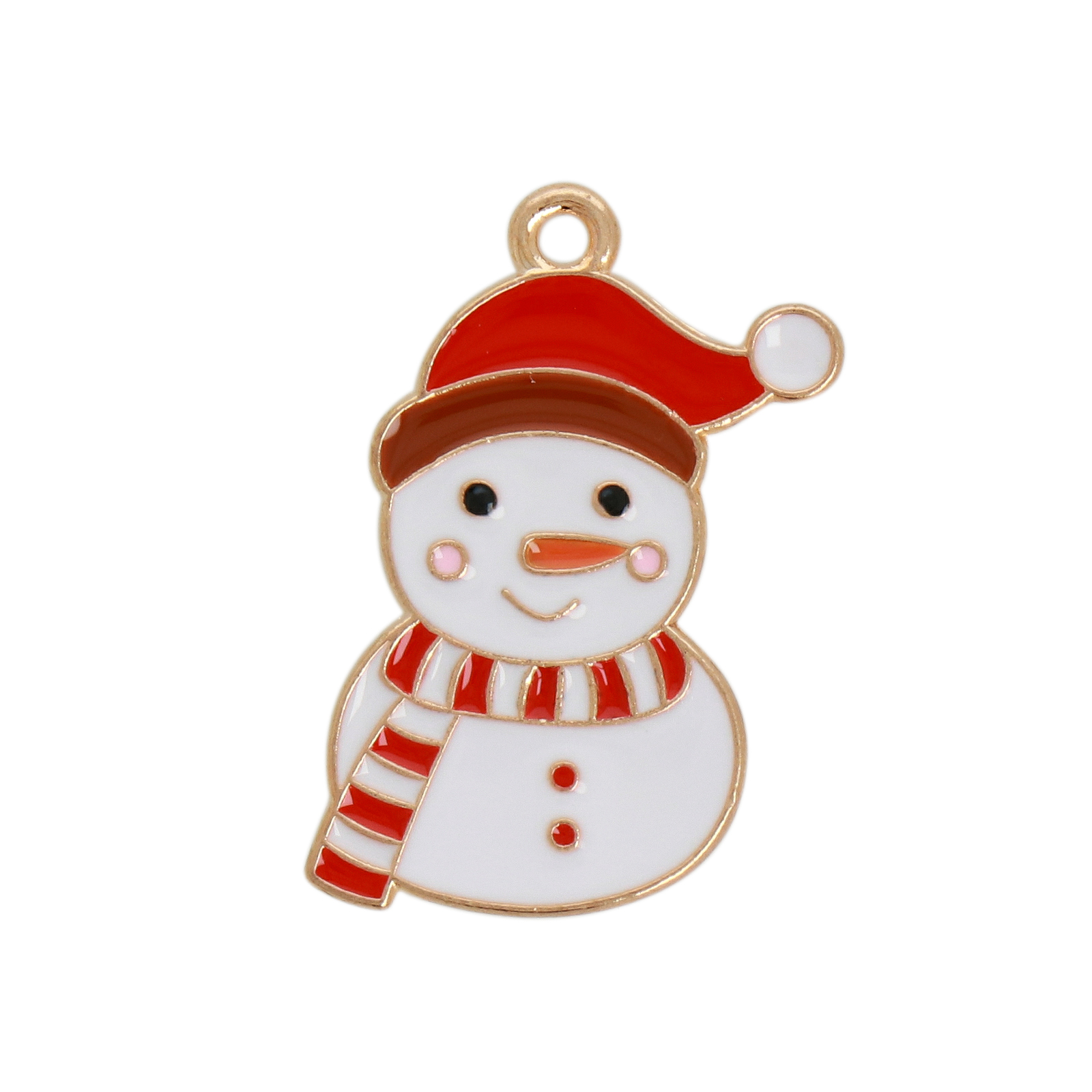 gold plated enameled snowman charm 24x16mm | 10pc